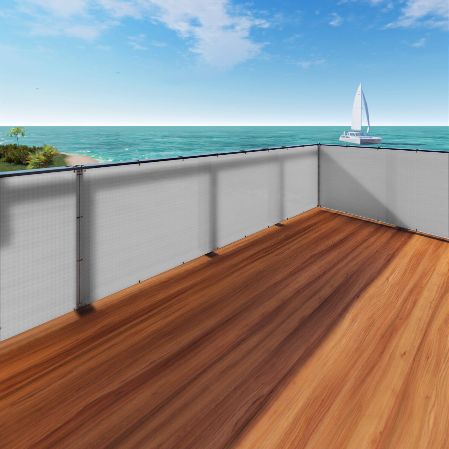 35in Gray Privacy Balcony Screen Fence Screen Patio Deck Fabric Shade Net Cover