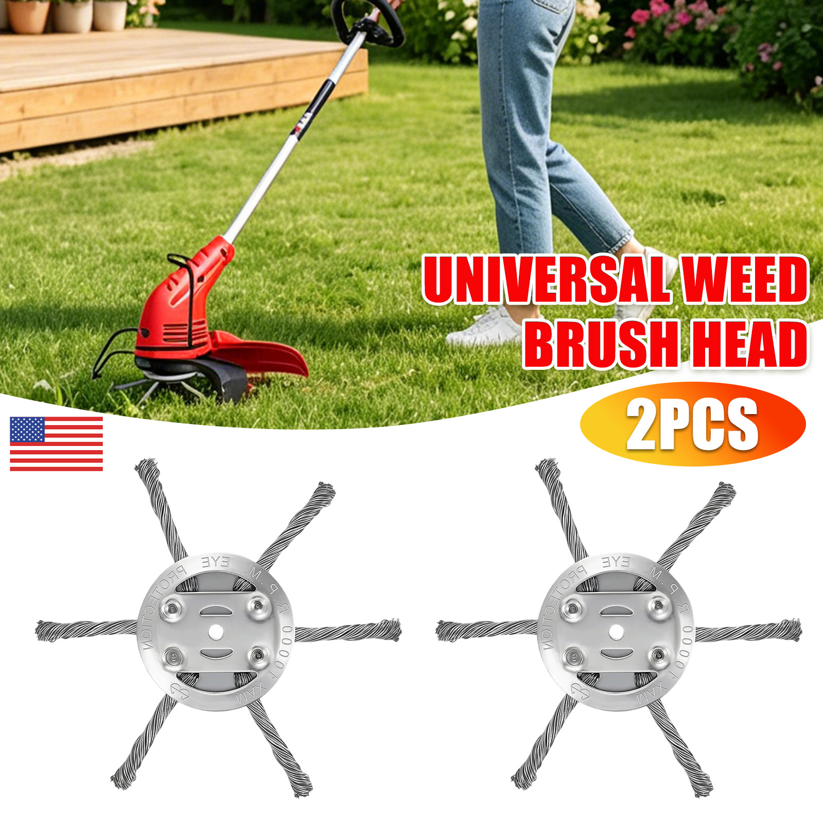2pcs Steel Wire Grass Trimmer Head Tool Kit Lawn Mower Weeding Head Brush Cutter