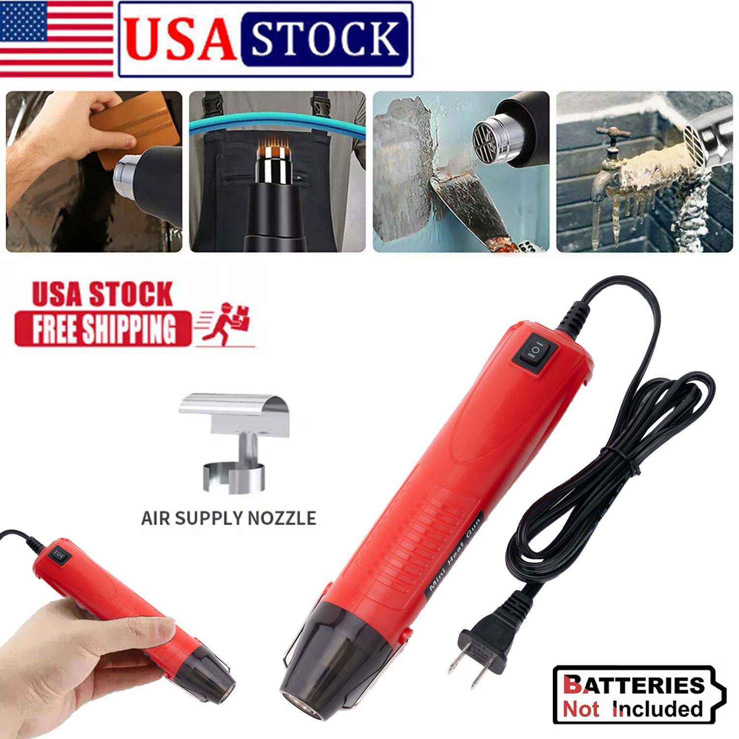 Mini Heat Gun 350W with Nozzle and Dual Temp 482°F&752°F For Shrink Tubing