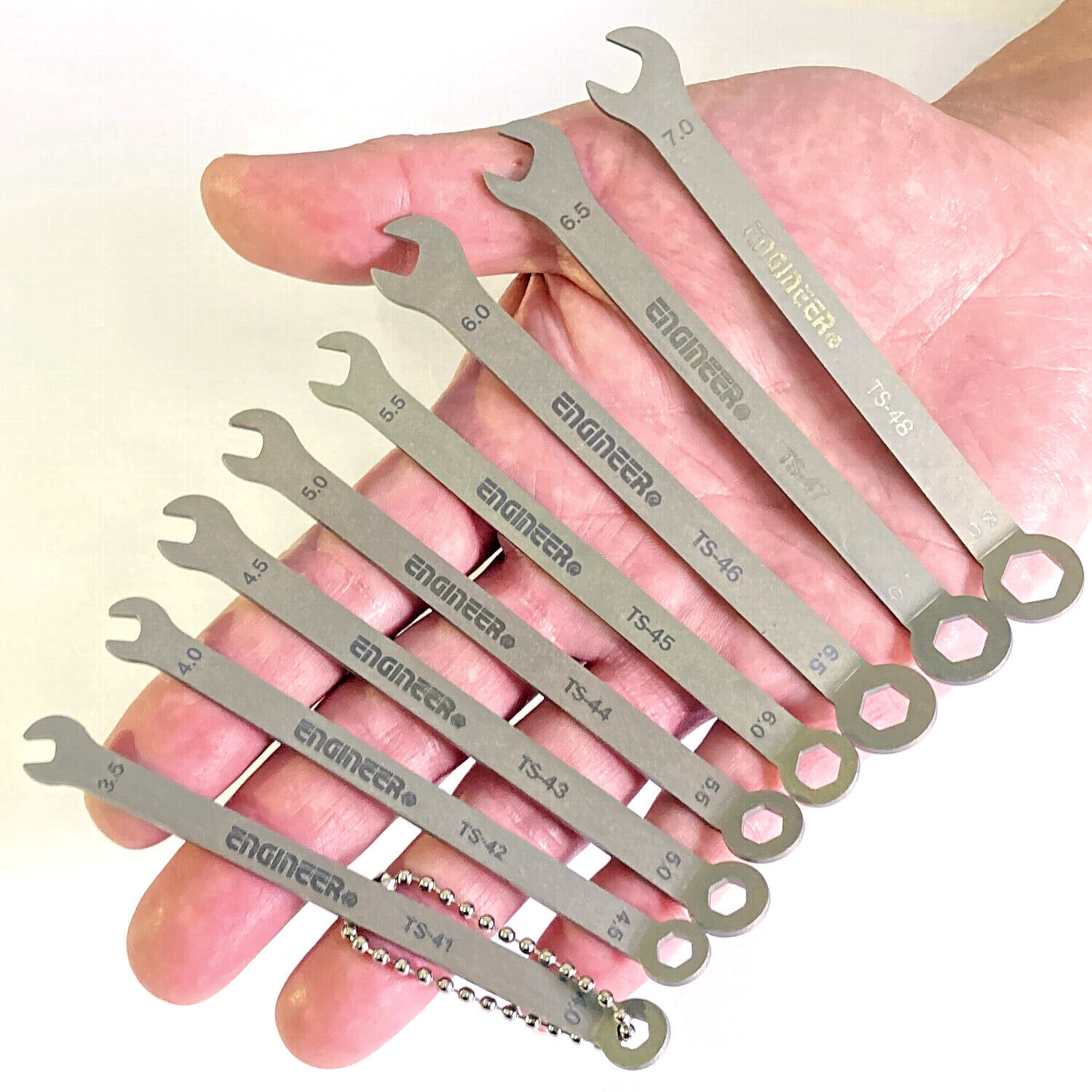 SUPER SLIM METRIC SPANNER SET stainless, small sizes thin slender ENGINEER TS-04