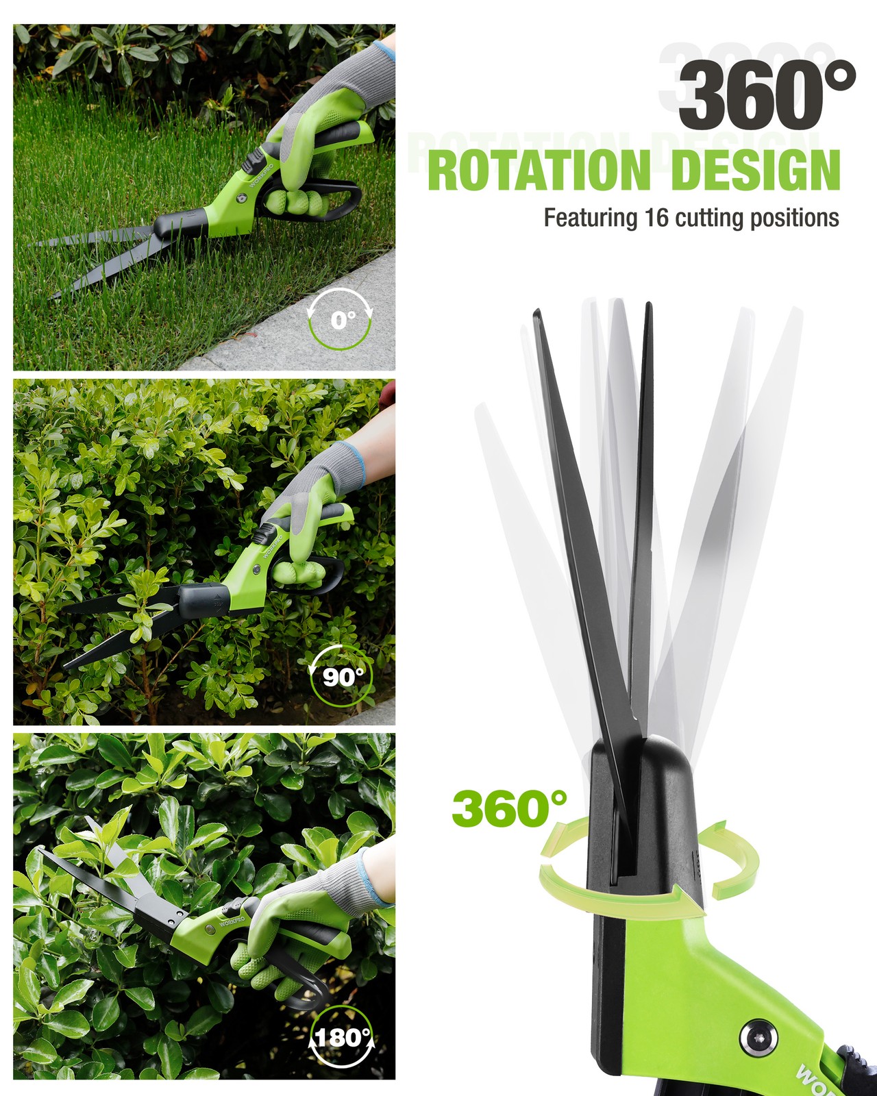 WORKPRO Ultra-Sharp Grass Clippers w/ Swivel Blades 15.4” Manual Grass Shears