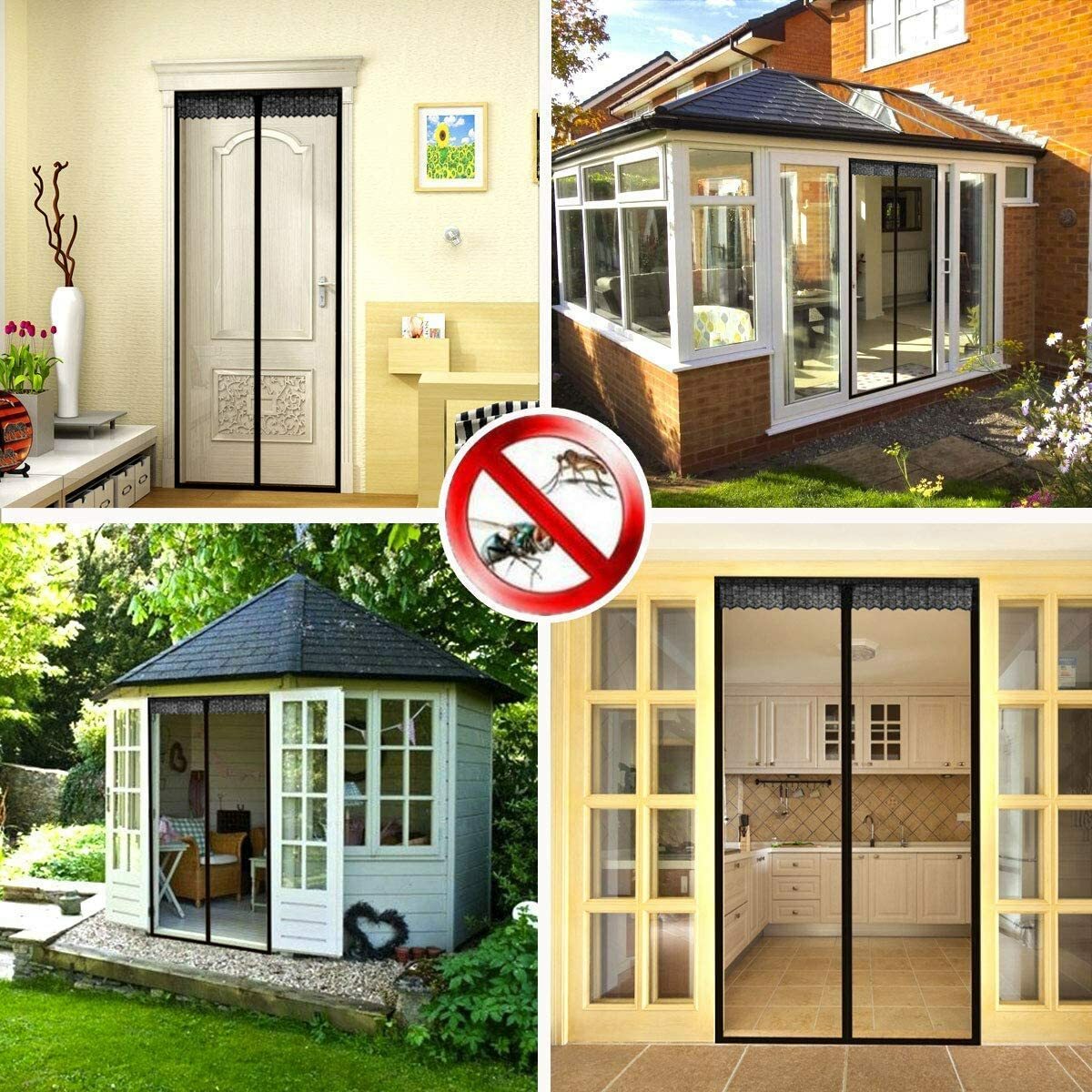 Magnetic Screen Door Heavy Duty Hands-Free Mosquito Mesh Anti Bugs Fly Curtain