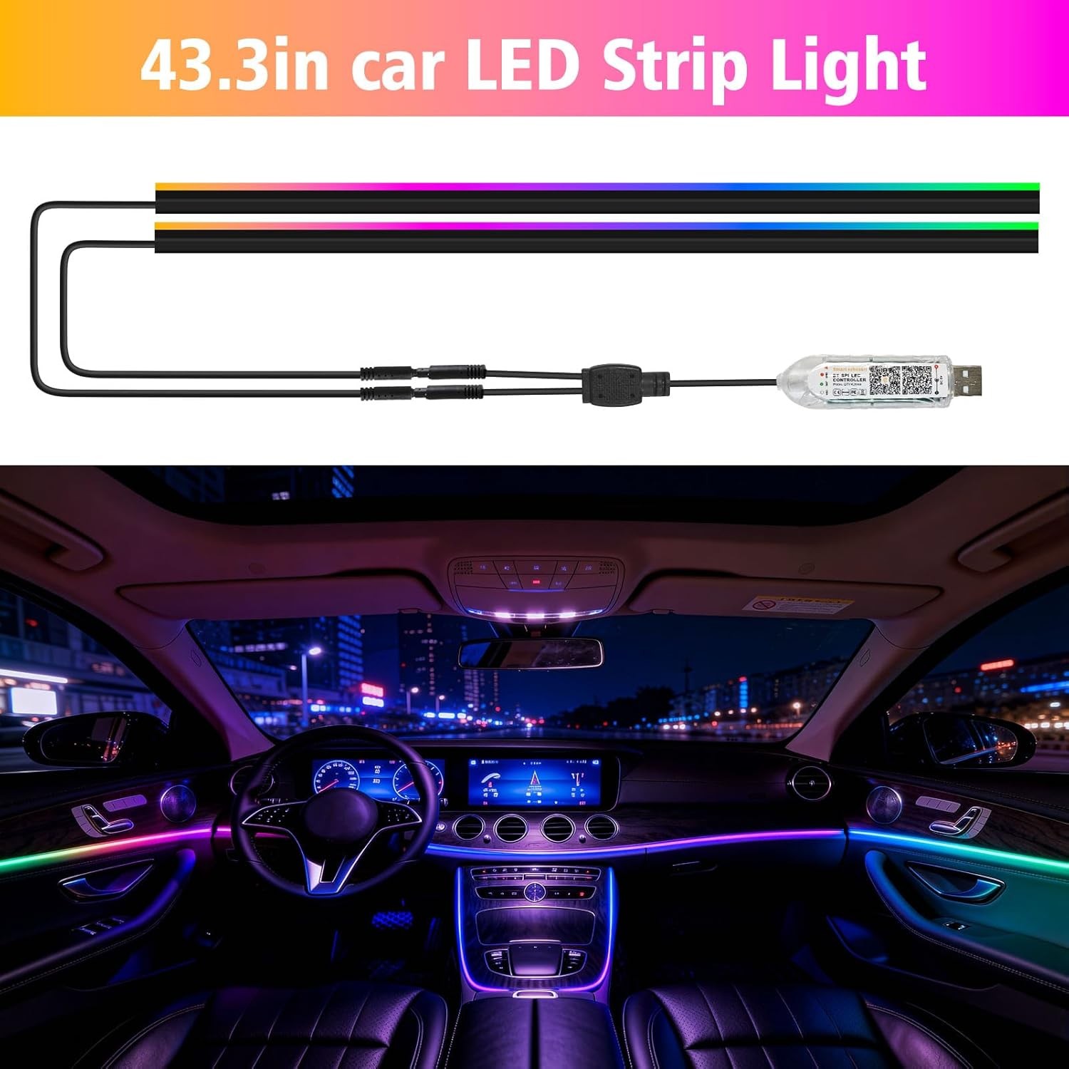 118″ Acrylic Interior Car Lights, 0.08in Ultra-Thin Thickness Ambient Lighting K