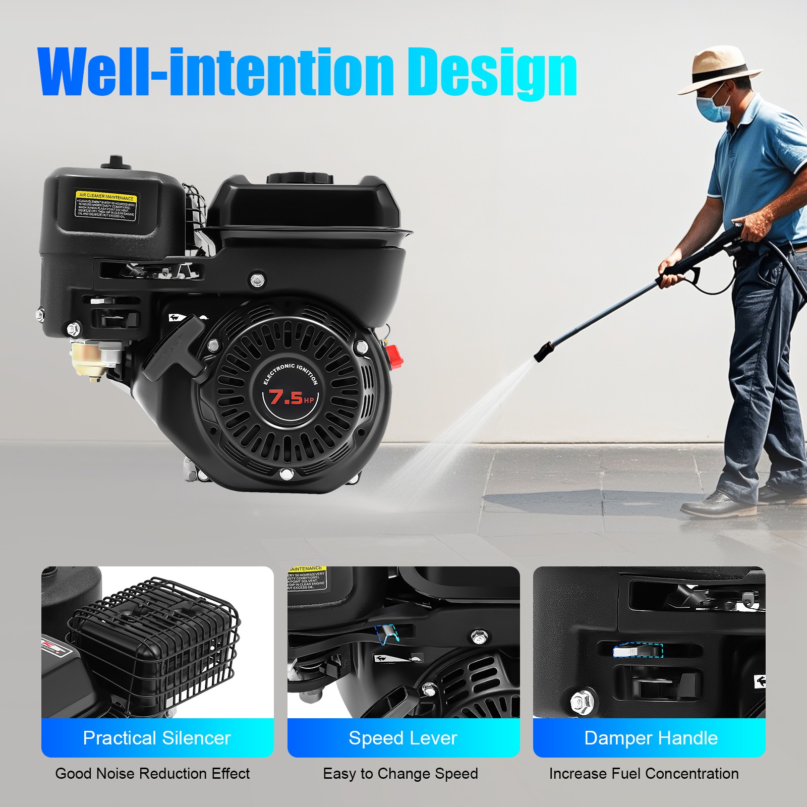 212cc 7.5hp 4-stroke Gasoline Engine Steel Start Engine Manual