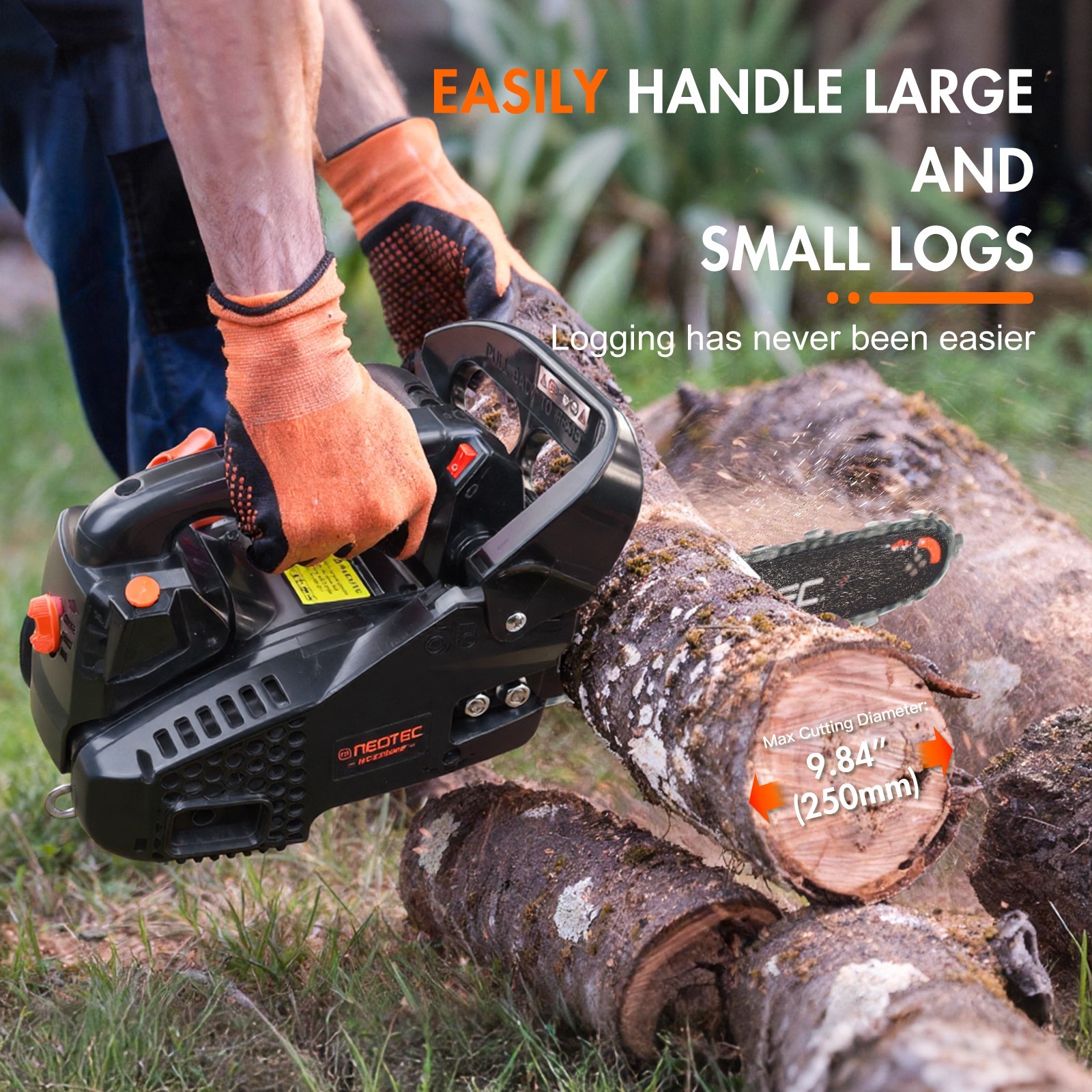 25.4CC 12″ Gasoline Chainsaw Gas Powered Wood Cutting Engine Gas Chain Saw Black