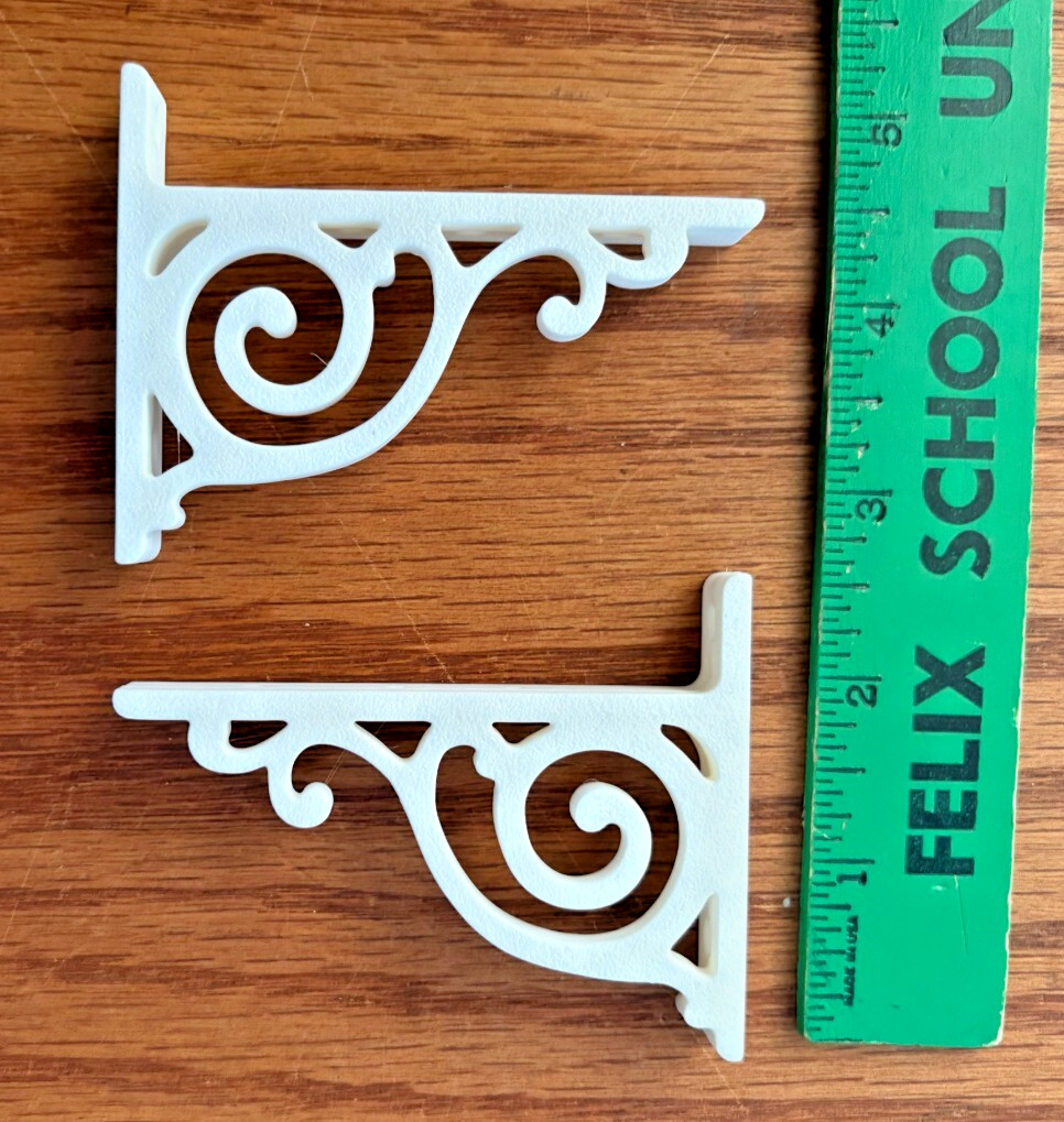 2 White Shelf Shelving Brackets 3 in X 2.5 in Curio Display Durable Elegant
