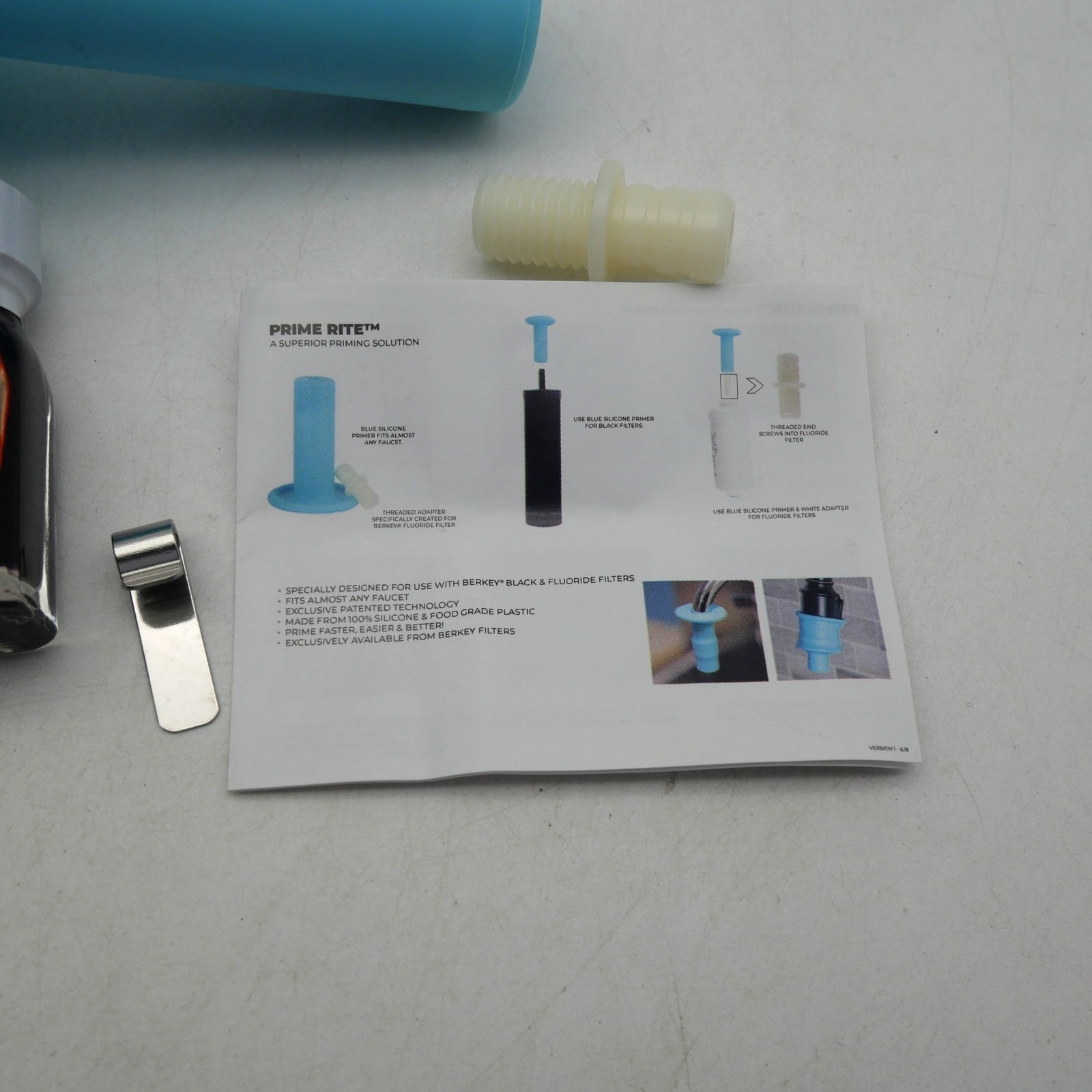 NEW Berkey Filter Prime Rite Priming Filter Kit+ 16.9 Glass Boroux Bottle w/ Lid