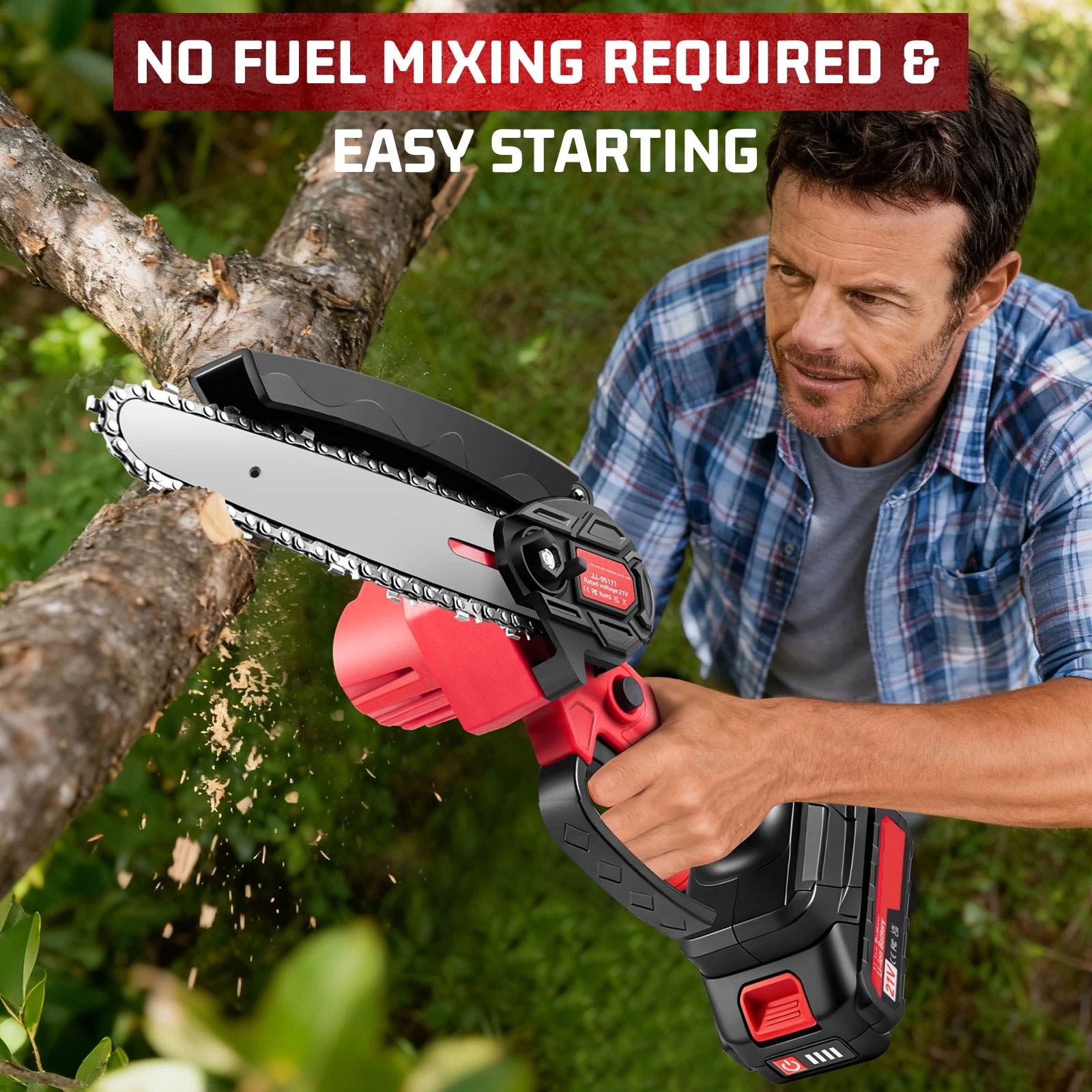 Mini Chain Saw, Portable Cordless Electric Lightweight Chainsaw with Battery