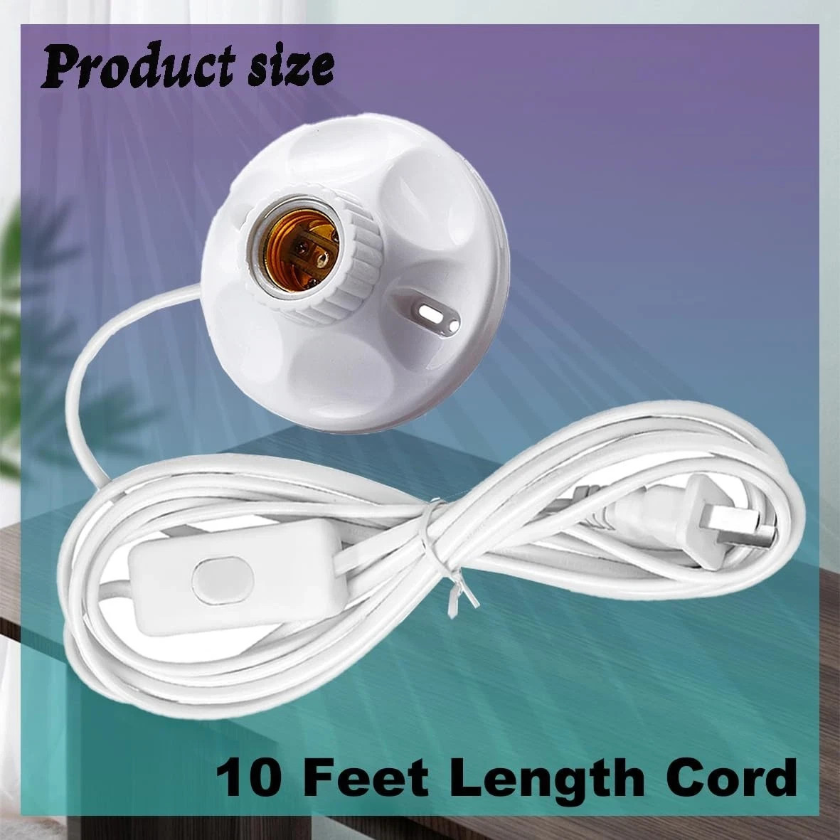 10FT Light Bulb Base with Cord E26/E27 Light Socket with On/Off Switch, 110V-…
