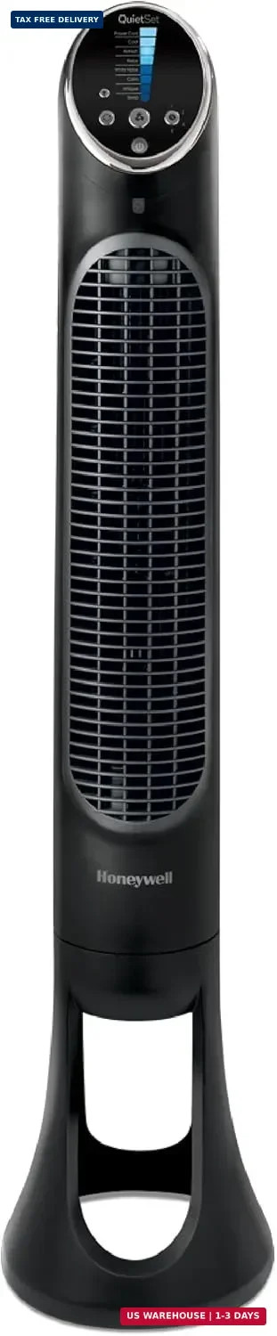 Honeywell QuietSet Whole Room Tower Fan, Oscillating Tower Fan with Remote, Blac