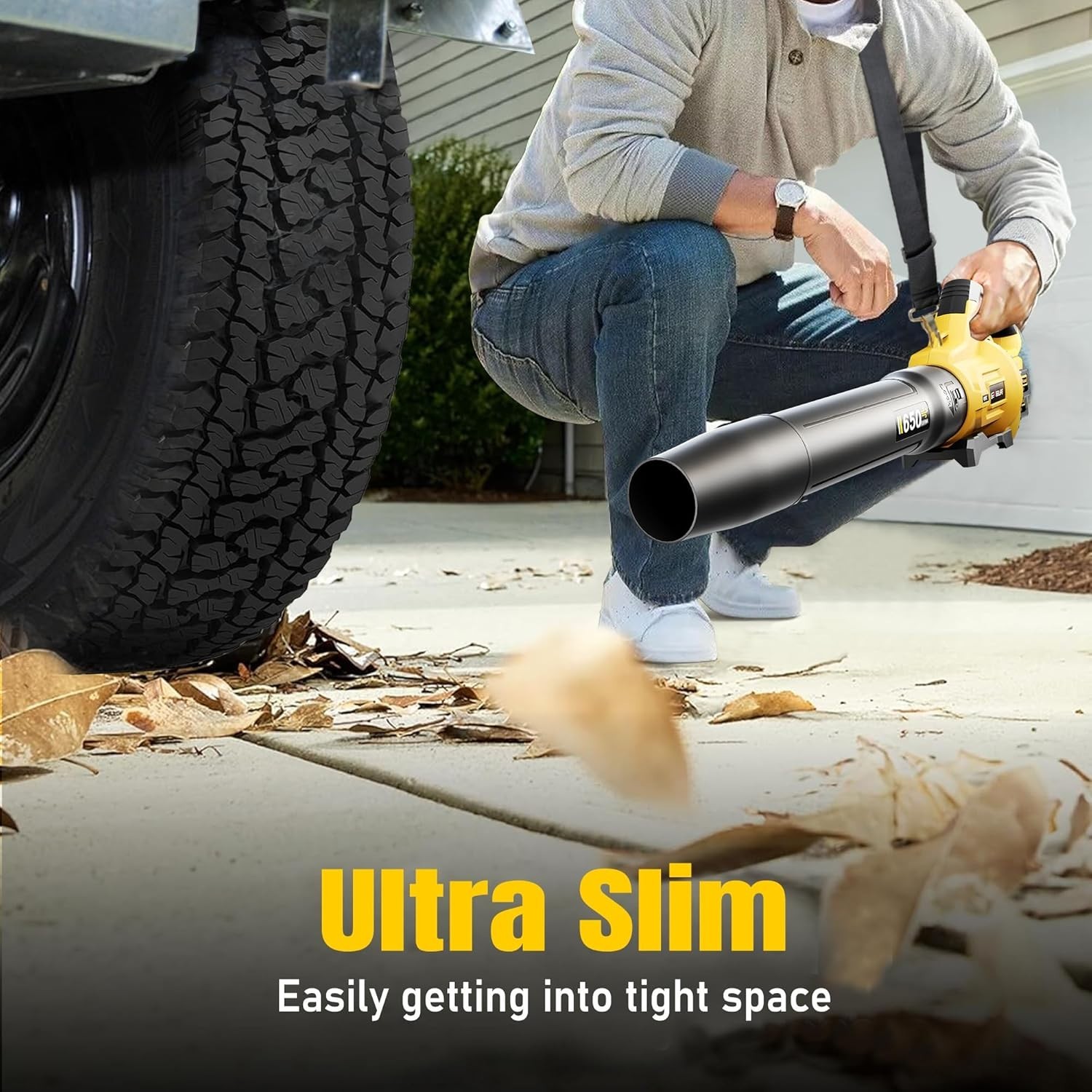 Cordless Leaf Blower 650CFM 3 Speed Levels 2 x 5.0Ah Battery Powered GEVEELIFE