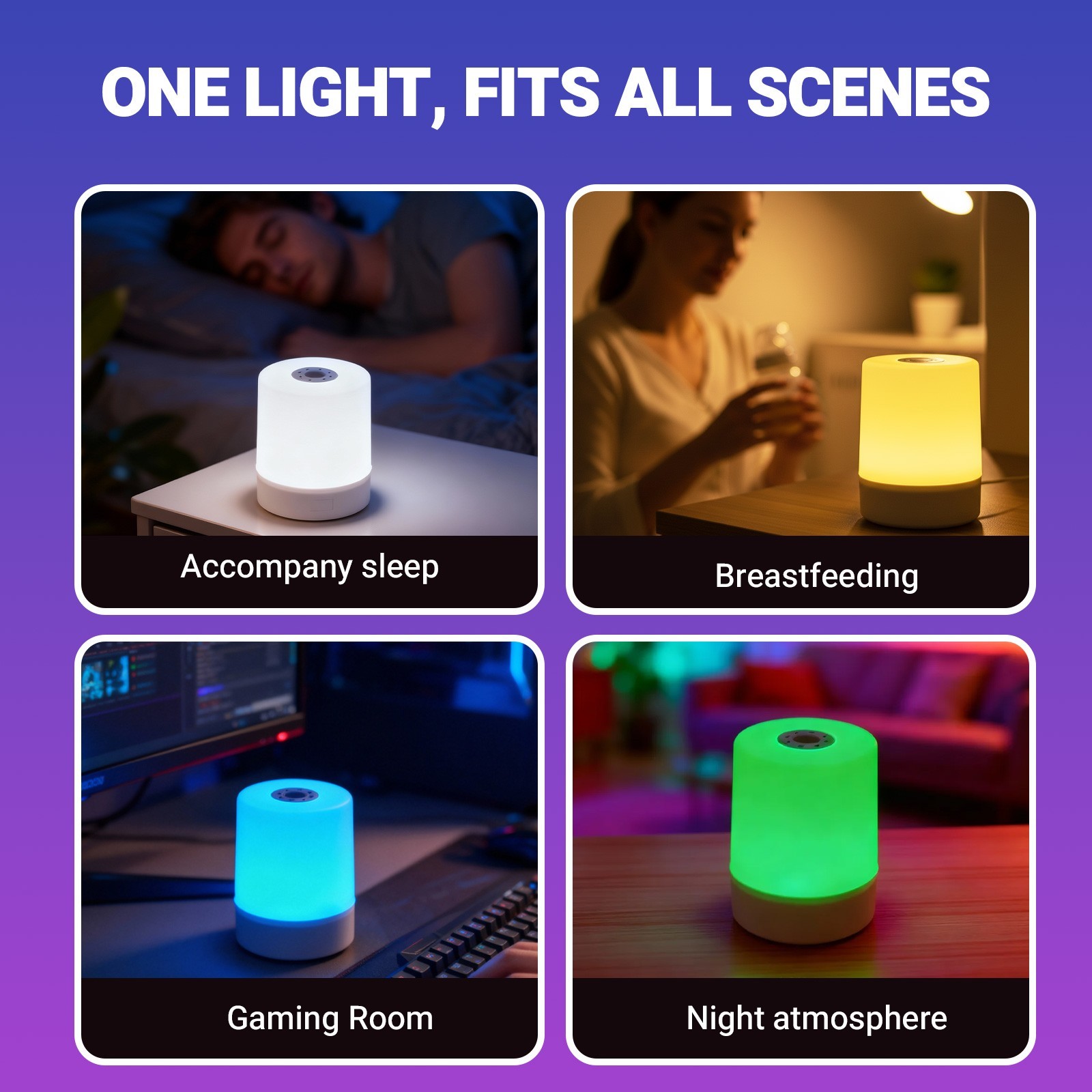 RGB Touch Dimmable Night Light Smart Adjustable Brightness Bedside Table Lamp
