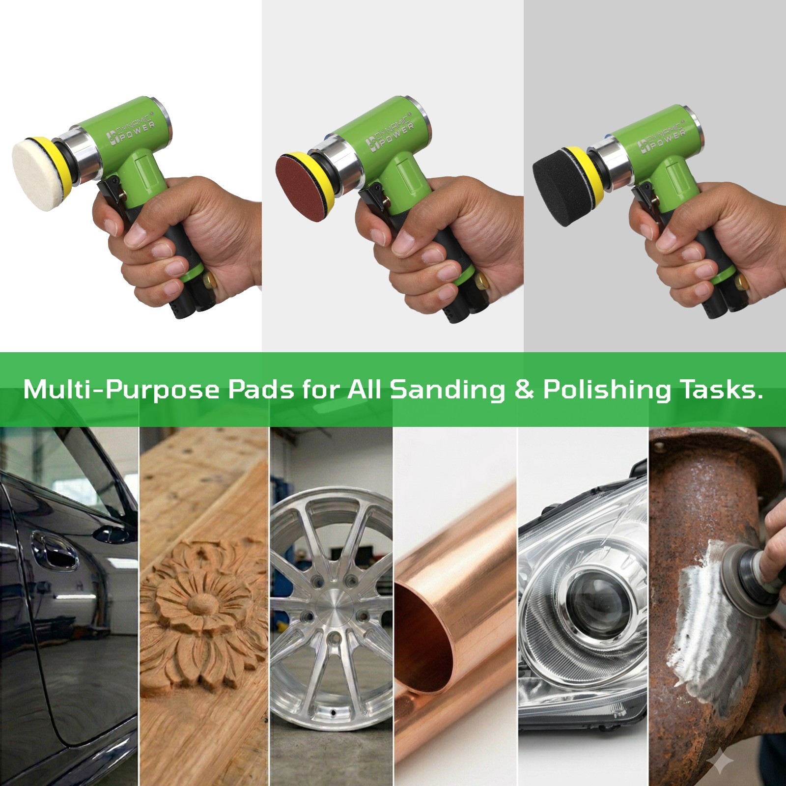 Mini Air Sander Kit 1″ 2″ 3″ Pneumatic Detail Polisher Buffer 15000RPM Car Auto