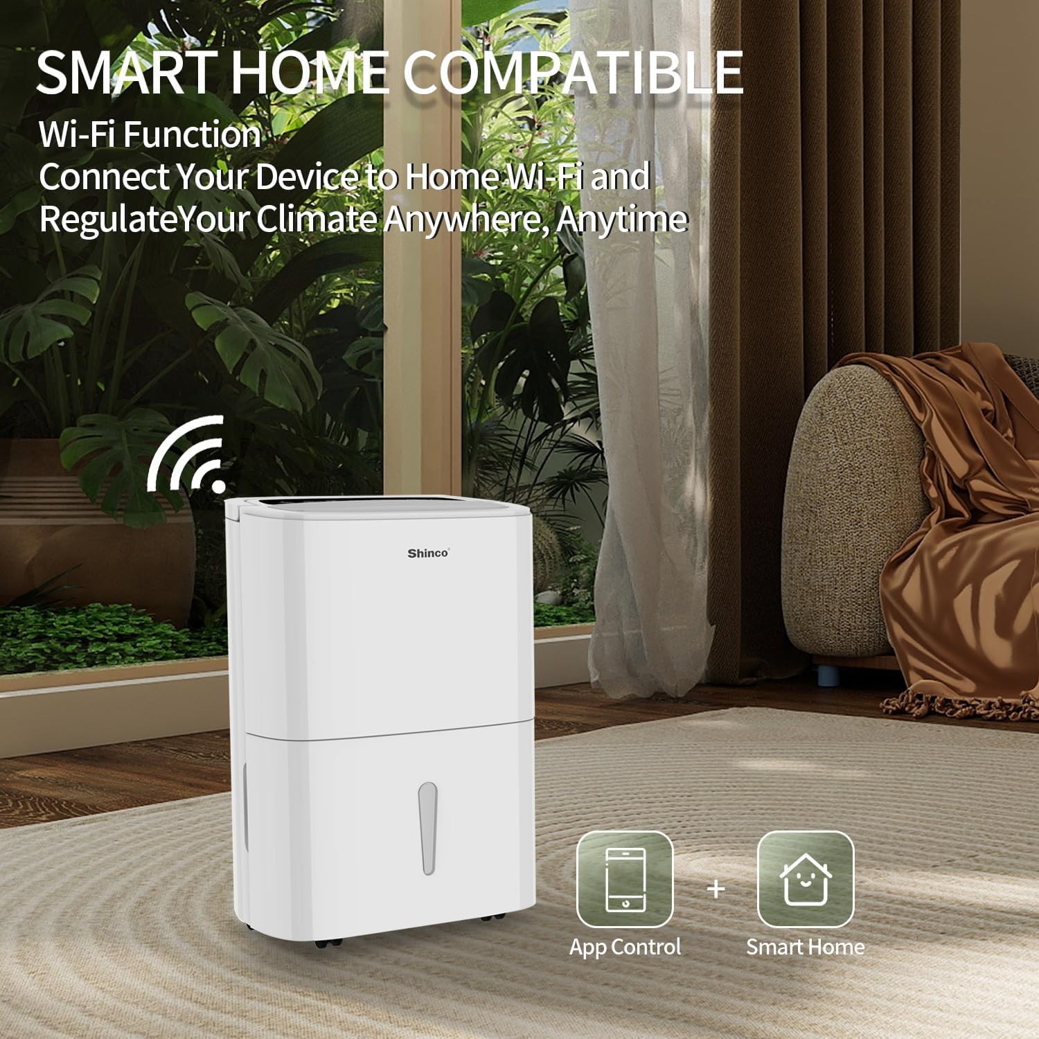 Shinco 6000 Sq Ft Energy Star Dehumidifier with WiFi for Basement