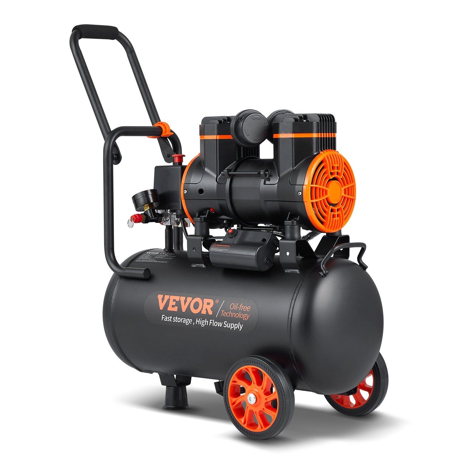 6.3gal 1450W 3.35CFM@90PSI 70dB Ultra Quiet Oil-Free Air Compressor