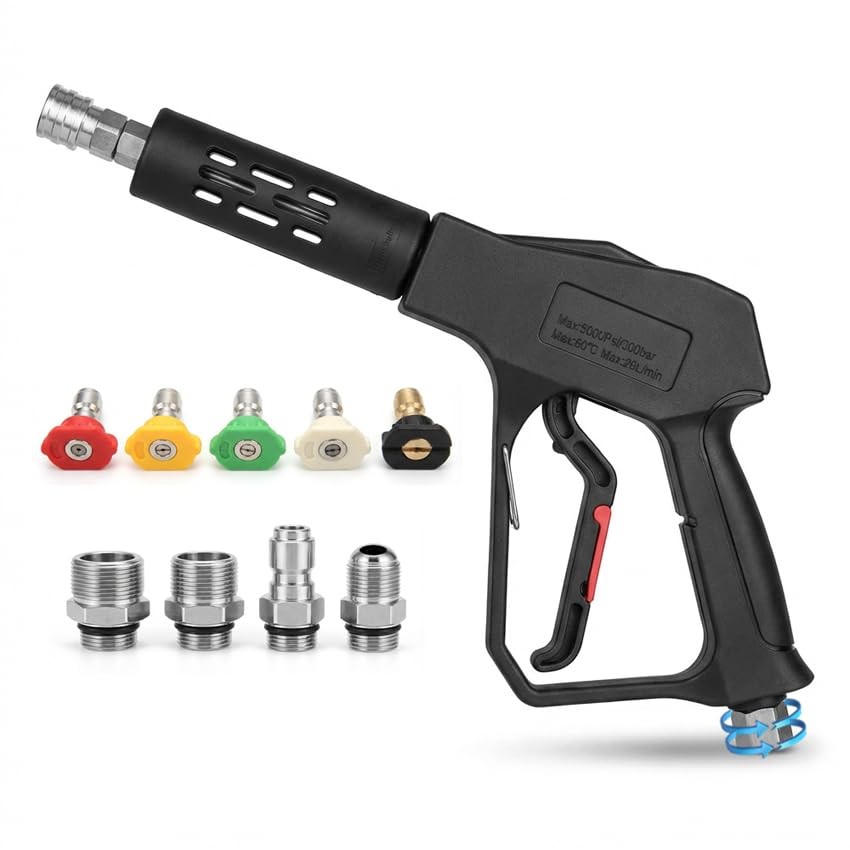 5000PSI Swivel Short Pressure Washer Gun 3/8 Plug M2214mm M2215mm Wand