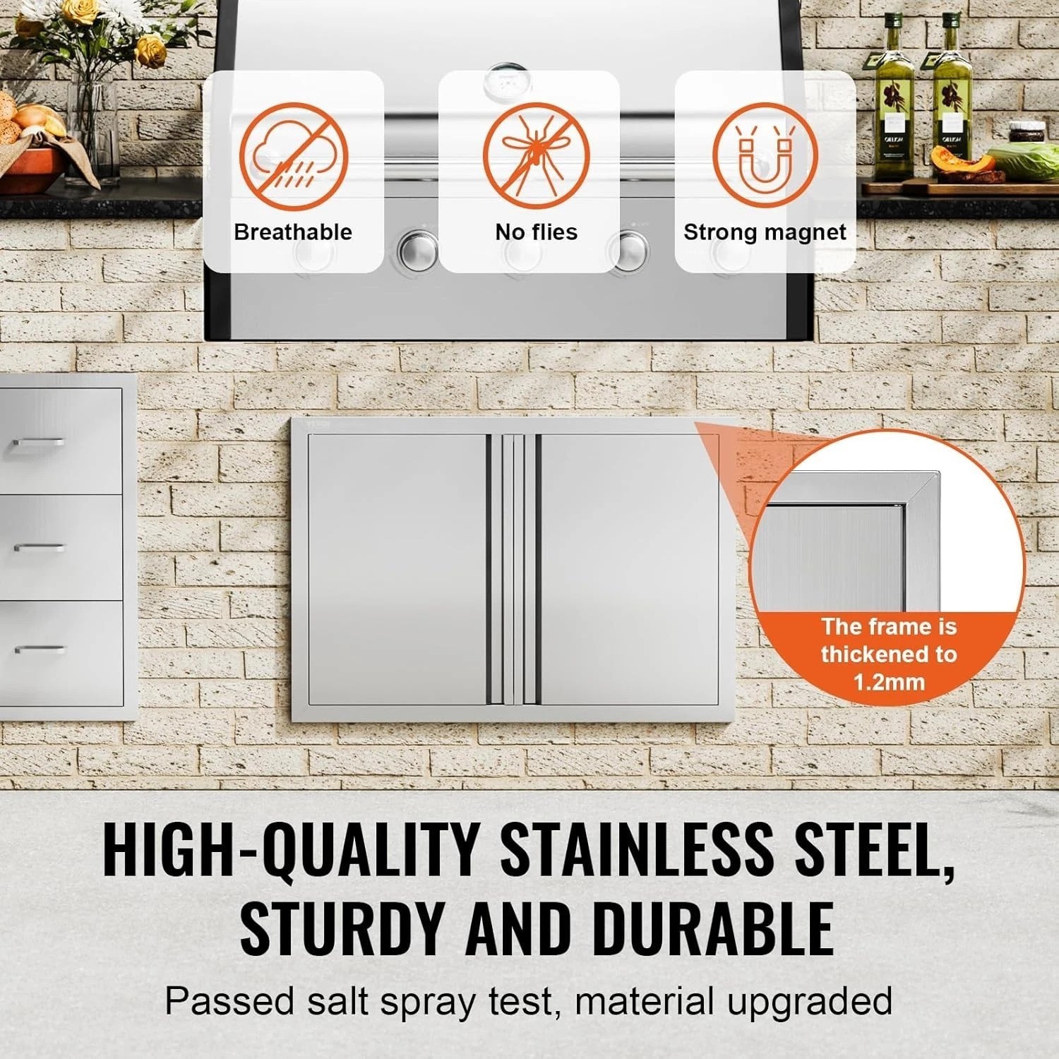 Reversible Outdoor Kitchen BBQ Access Door – 30.5W x 21H Inch Stainless Steel