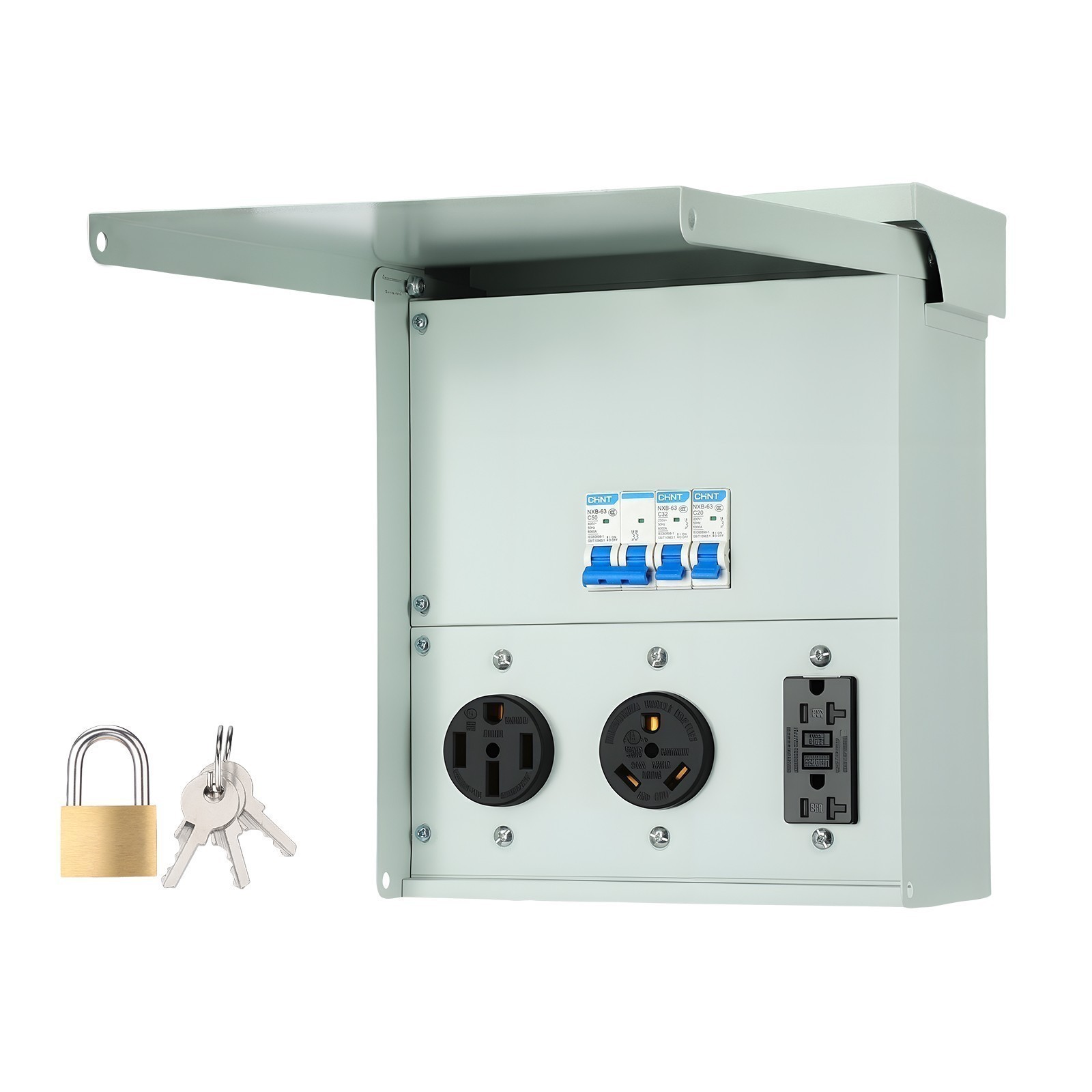 RV Electrical Outlet Panel with Breaker Temporary Power Outlet 20/ 30/ 50 Amp