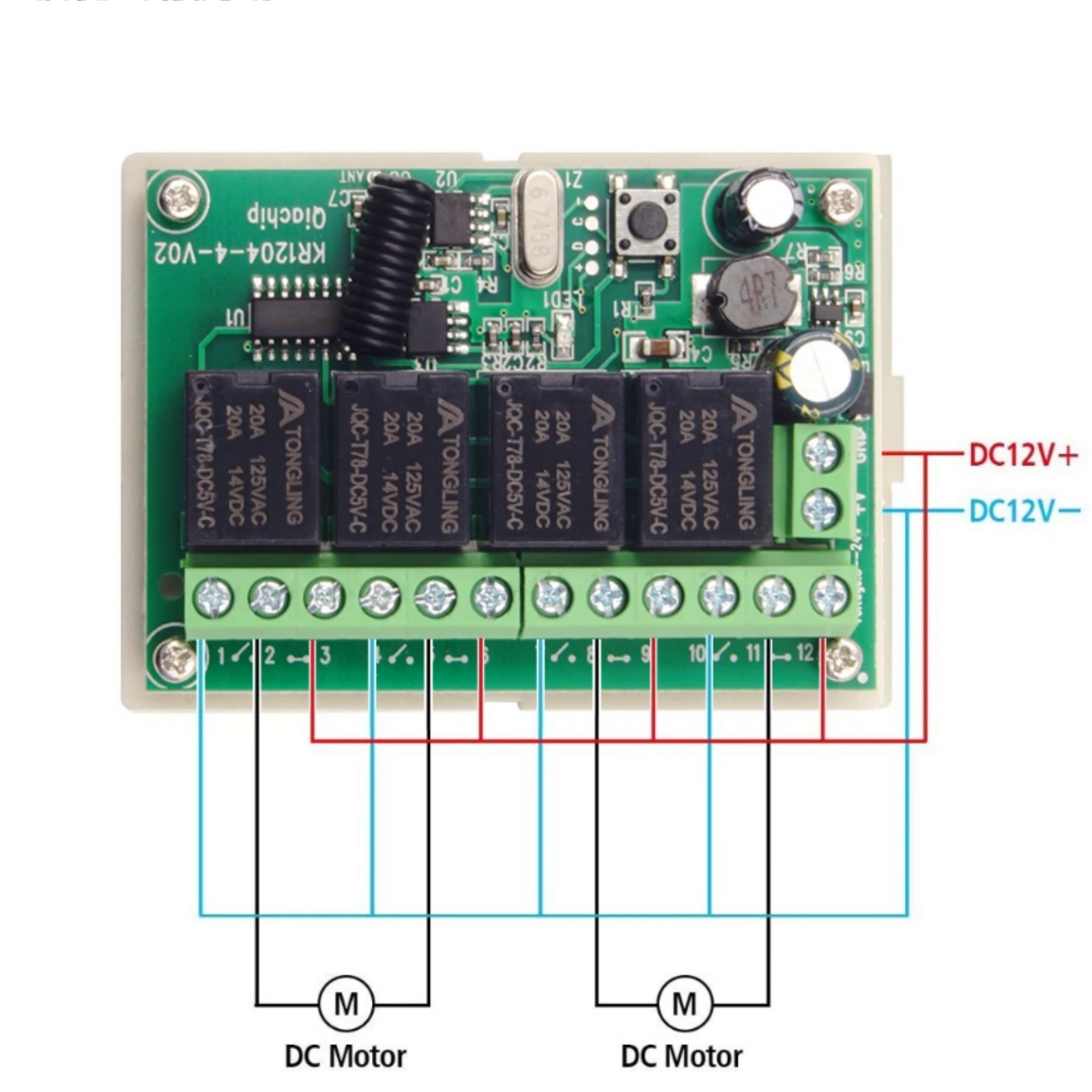Long Range 4CH Channel Wireless Relay RF Remote Control Module Switch 433MHz