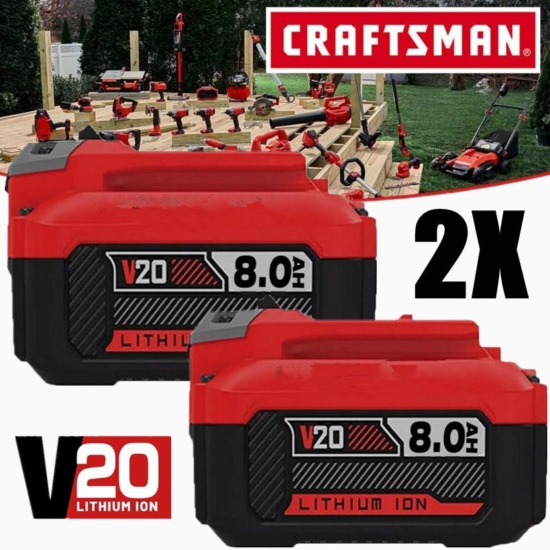 2PACK For CRAFTSMAN CMCB204 20V 8.0Ah Battery V20 20 Volts Lithium-ion Battery