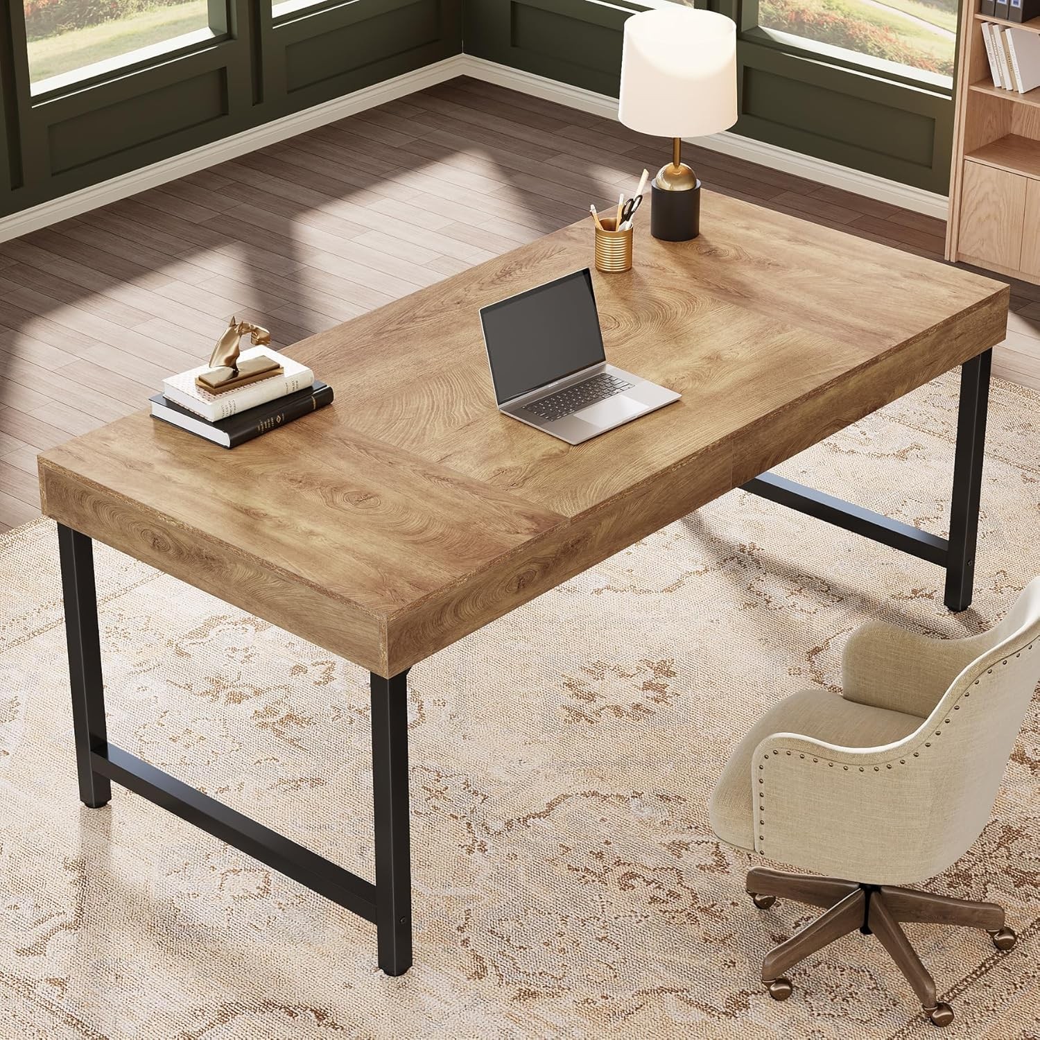 55″Industrial Executive Desk for Home Office, Rustic Simple Computer Laptop Desk