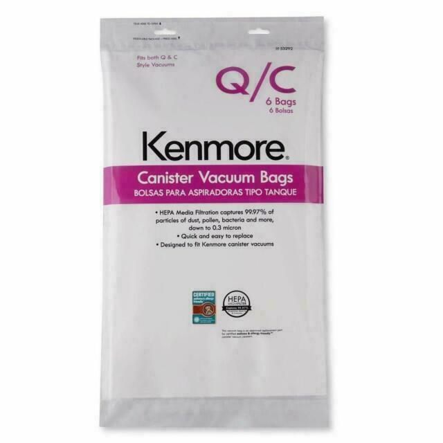 Kenmore 53292 6 Pack Type Q HEPA Vacuum Bags for Canister Vacuums