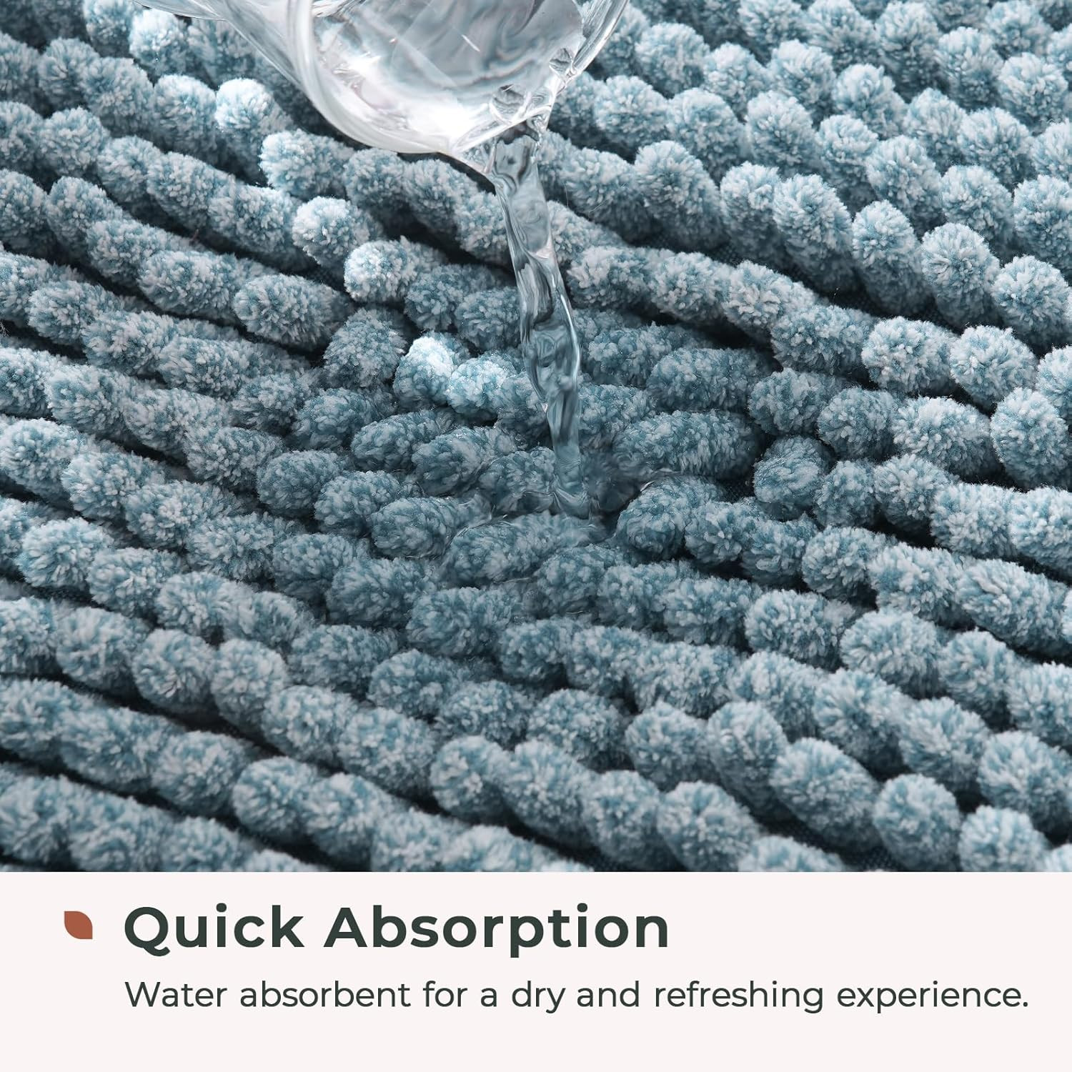 Chenille Bath Mat – Non-Slip Fluffy Shag Bathroom Rug Super Absorbent Microfiber