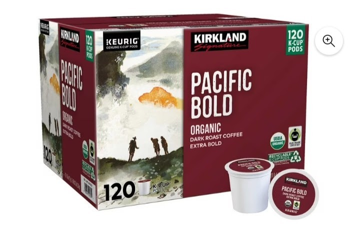 Kirkland Signature Organic Pacific Bold Dark-Roast Coffee, 120 KCup Pods 111527