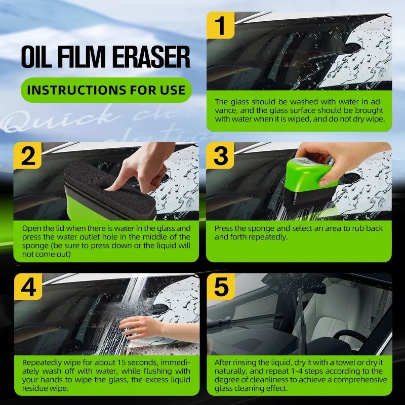2025 New Automotive Oil Film Cleaning Brush, Clear Vision Glass Cleaner