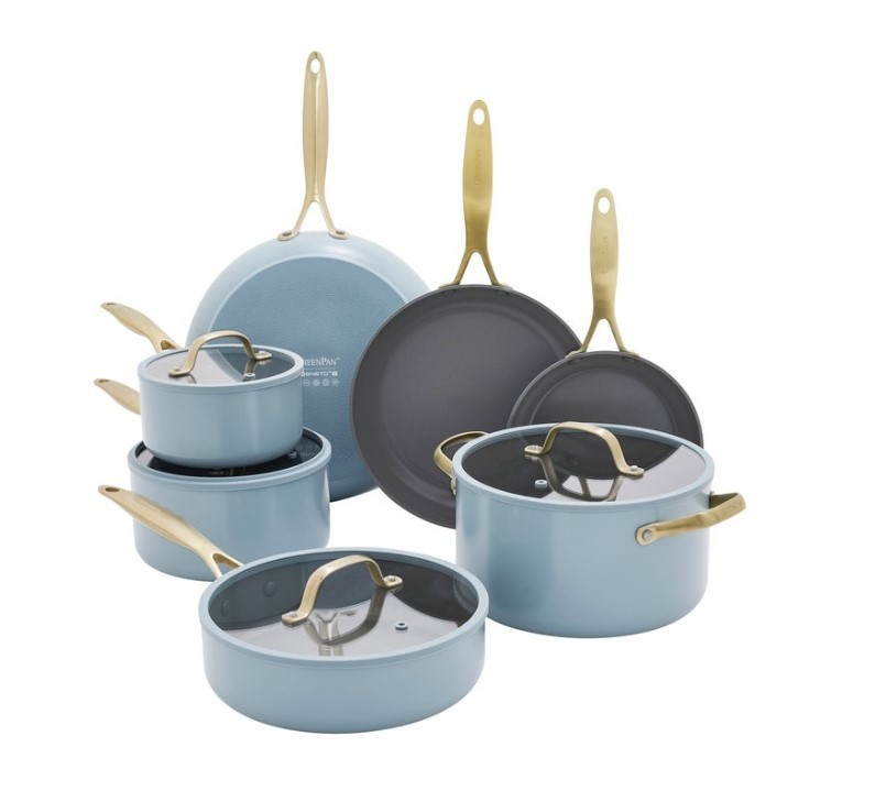 GreenPan Jewel Pro 10PC Ceramic Nonstick Cookware Set BLUE *See Description*