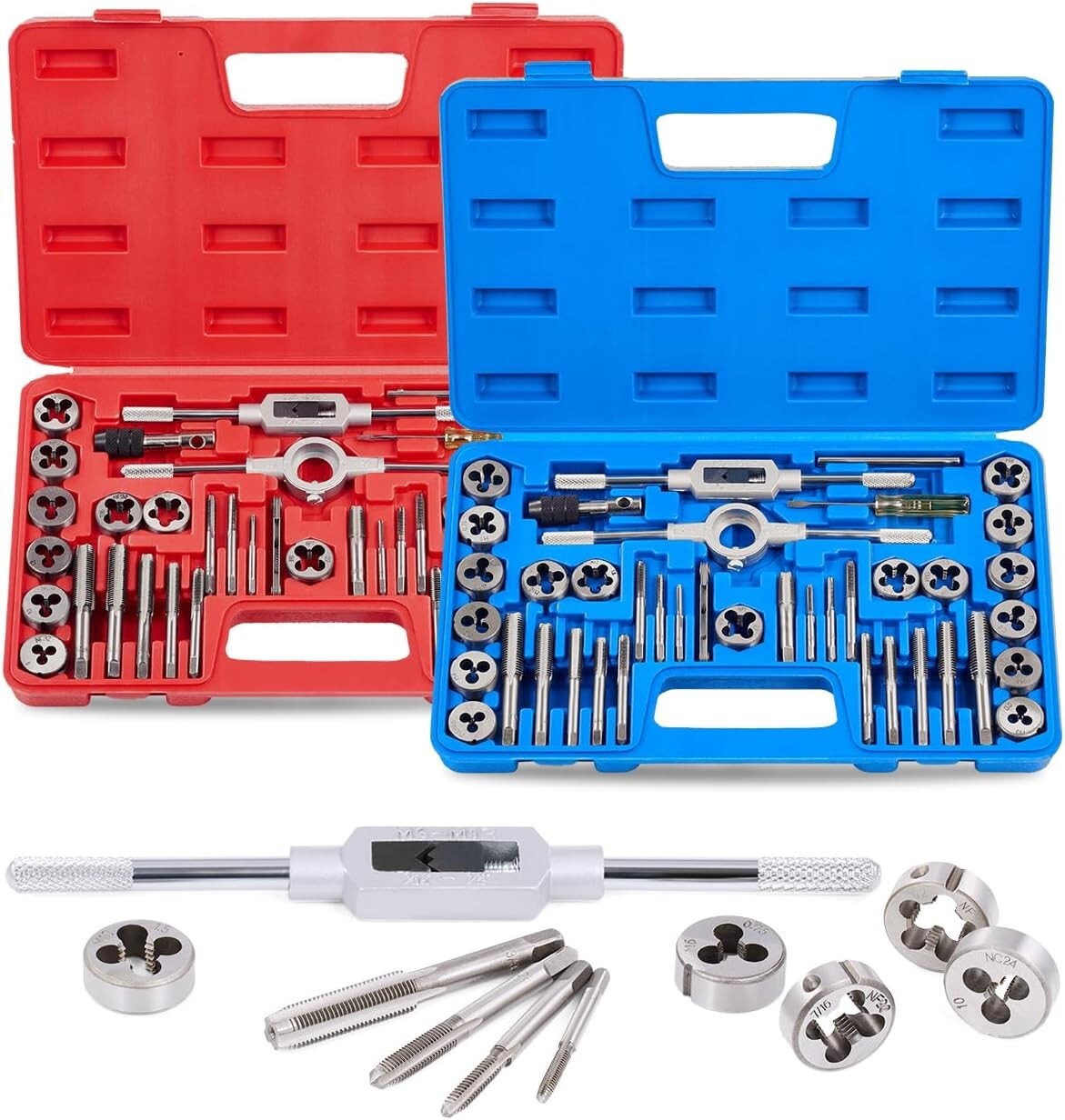 80 Pcs Tap and Die Set in SAE and Metric Sizes Standard With Coarse Fine Thread