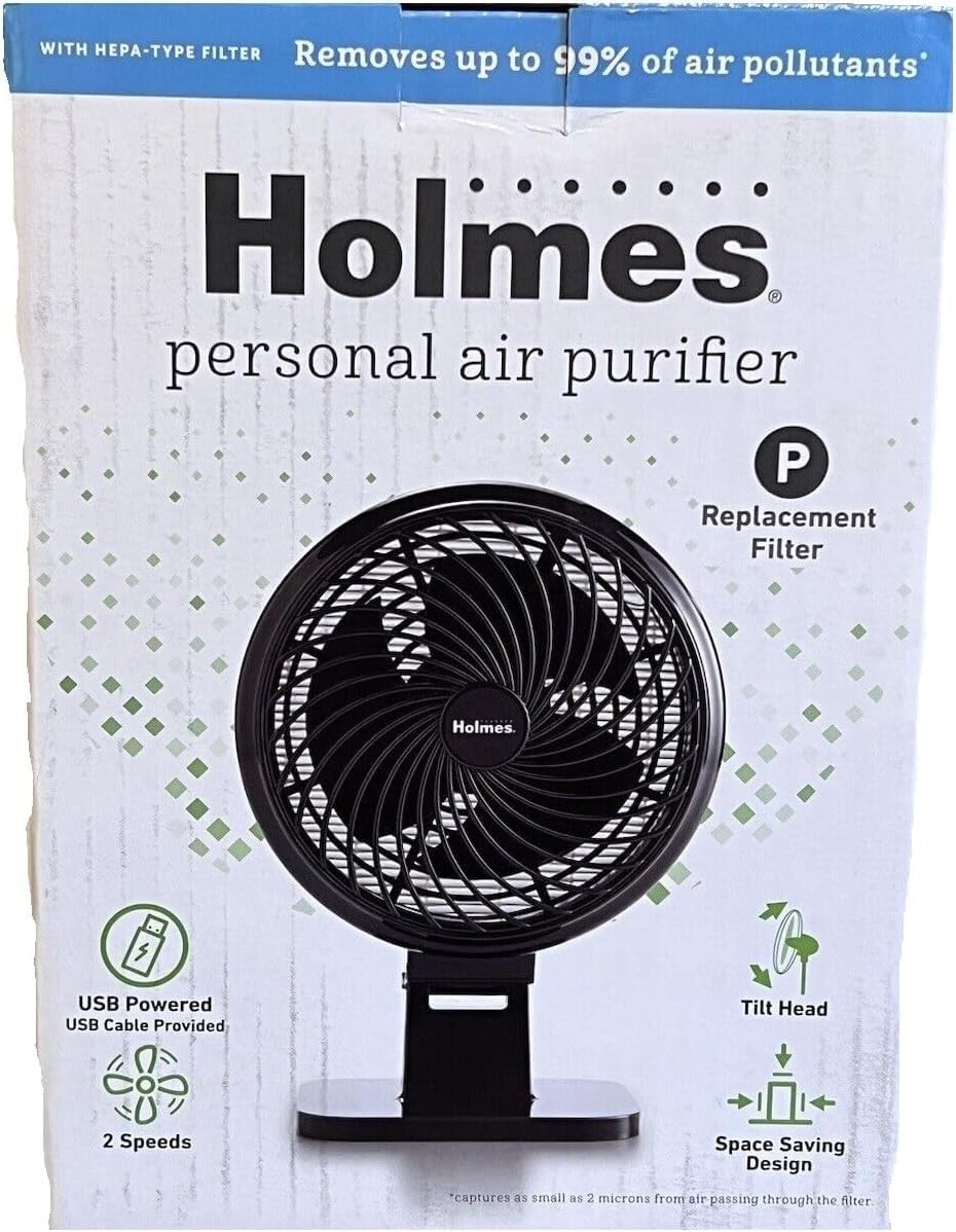Holmes Personal Air Purifier, HAP120-U, HEPA Type Filter, Black