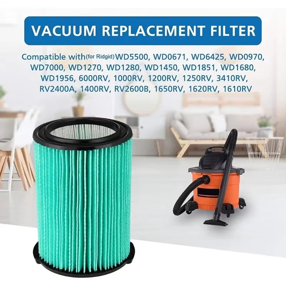 2 Pack VF6000 5 Layer Filter For Ridgid Shop Vac 5-20 Gal Wet Dry Vacuums