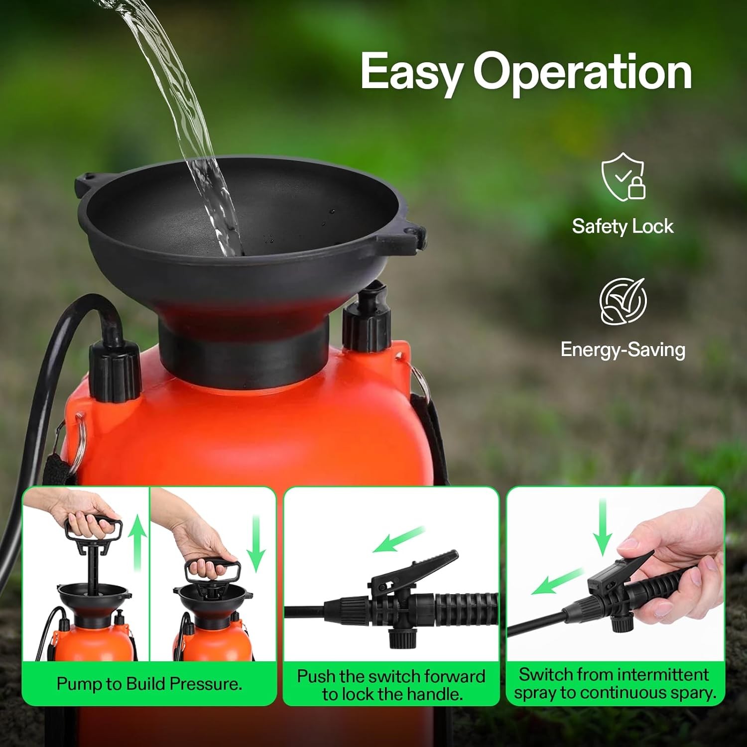 1.35 Gallon Pump Pressure Sprayer Garden Lawn Water Bottle w Shoulder Strap