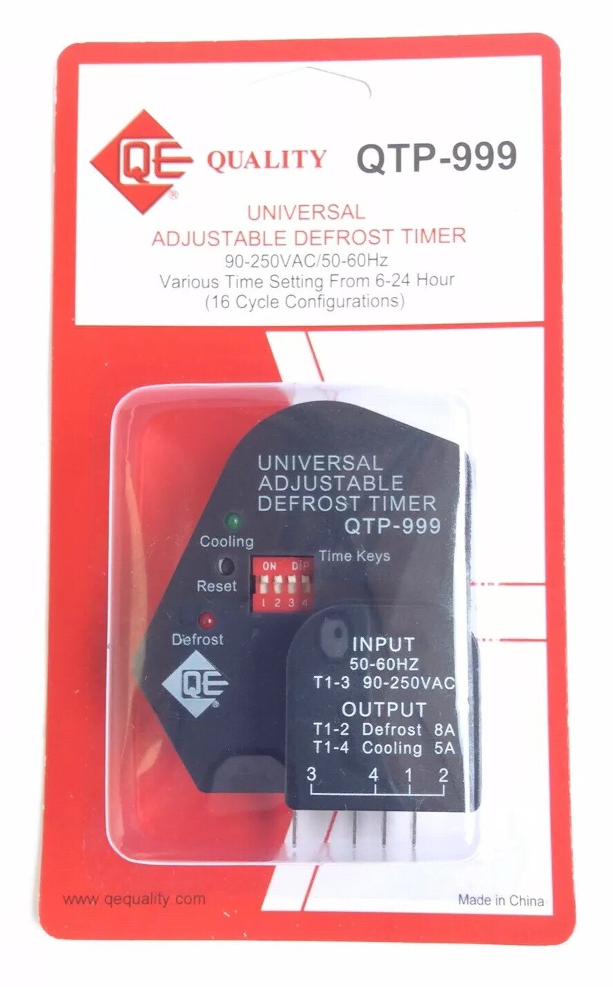 ADJUSTABLE DEFROST TIMER 90V – 250V 6HRS – 24HRS 16 CYCLE CONFIGURATIONS