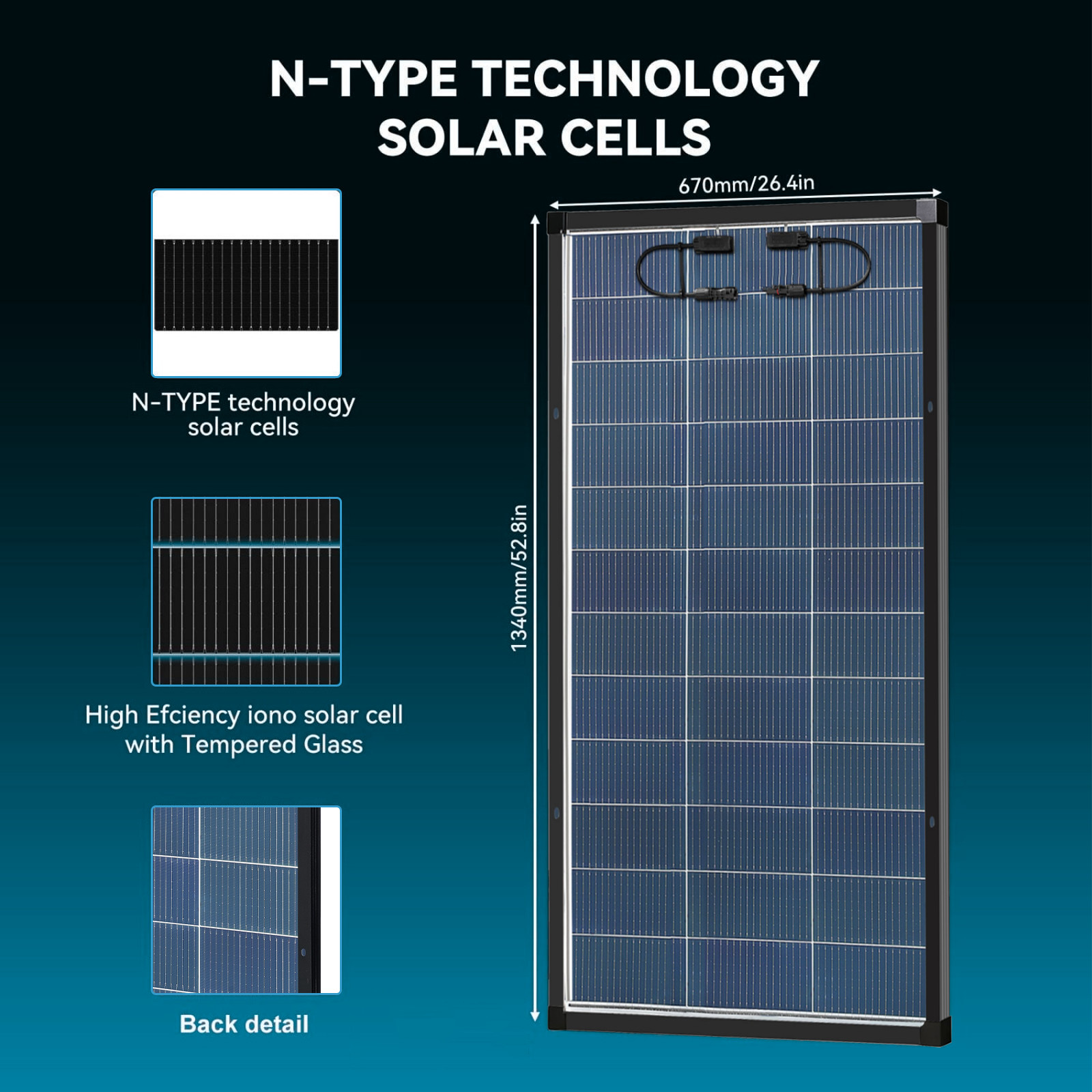 400W（2Pack 200W）N-Type 18BB Bifacial Solar Panel Mono Cell Off Grid Roof RV Boat