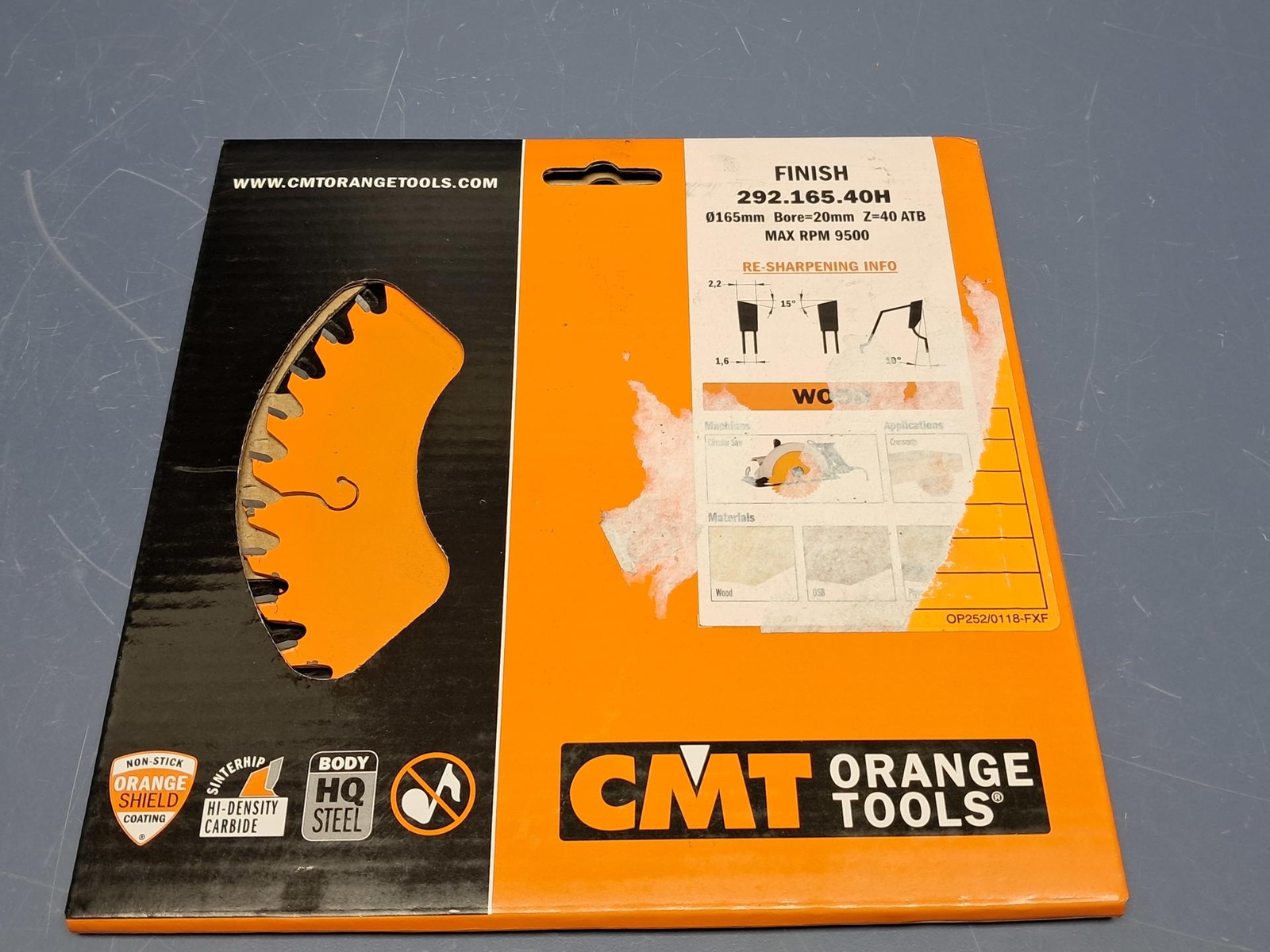CMT Orange Tools 292.165.40H FINE FINISH Saw Blade 6-1/2”x.087”/.062”x20mm T=40