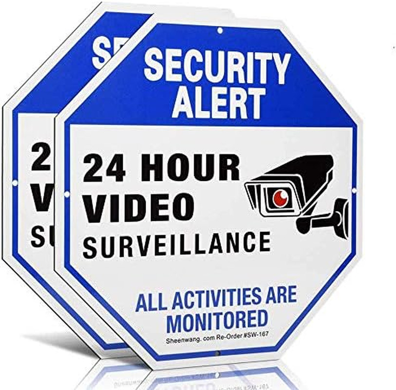 NEW 2-Pack Security Camera Sign, Video Surveillance Signs Outdoor, UV
