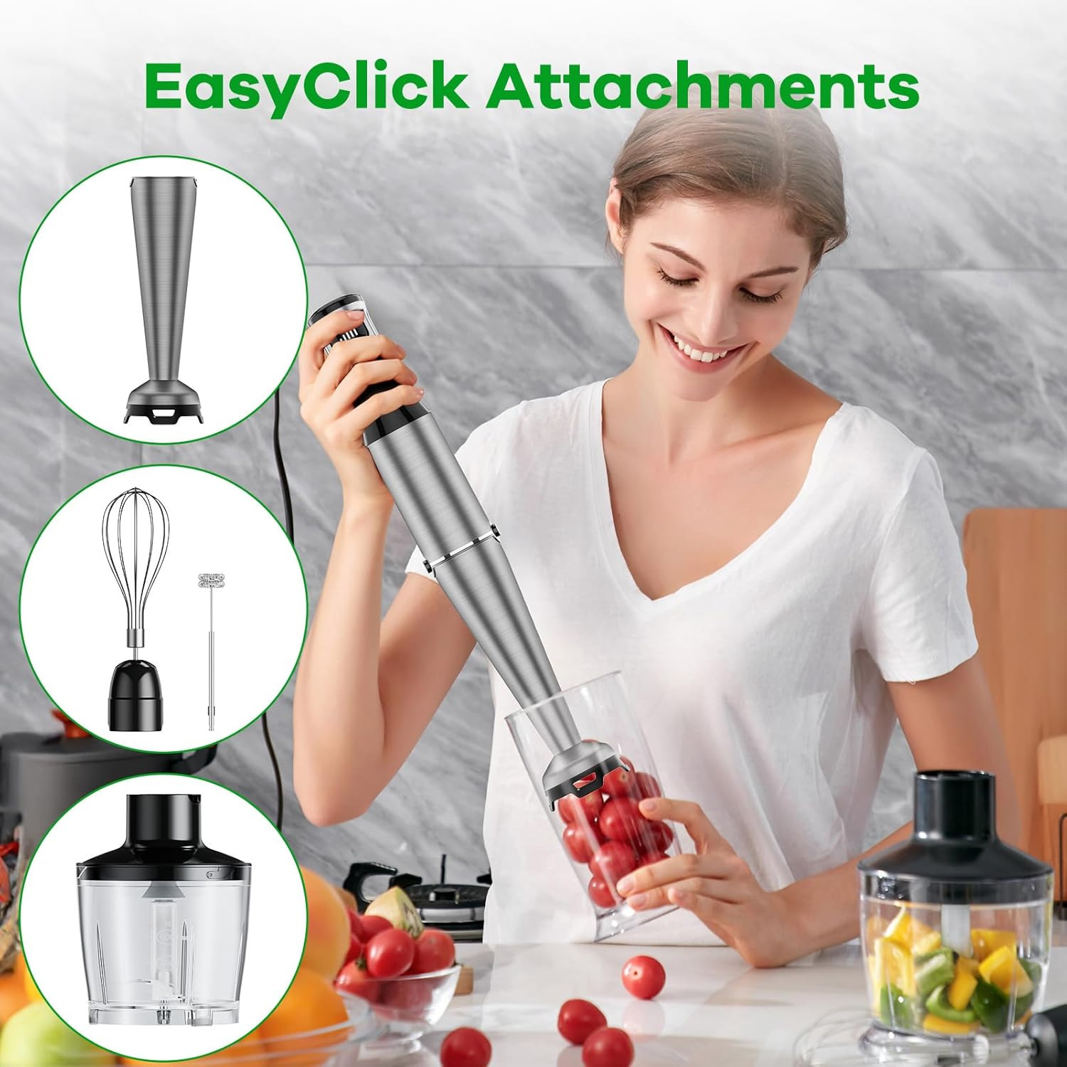 Immersion Blender Handheld Corded Hand Blenders Set 1100W, Trigger Variable Spee