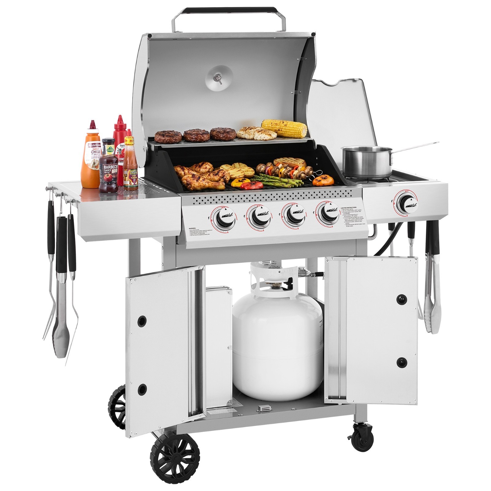 Royal Gourmet 4-Burner Gas Grill with Side Burner,49000 BTU for Backyard Cooking