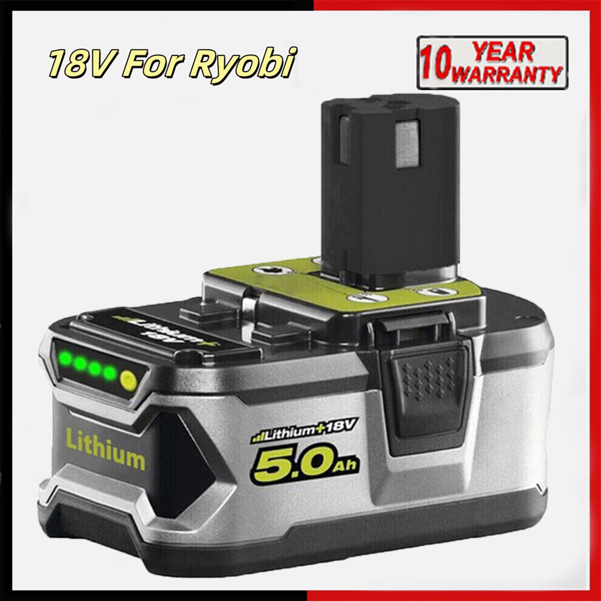 NEW For RYOBI 18V 5.0Ah P108 High Capacity Battery 18Volt Lithium-Ion One Plus