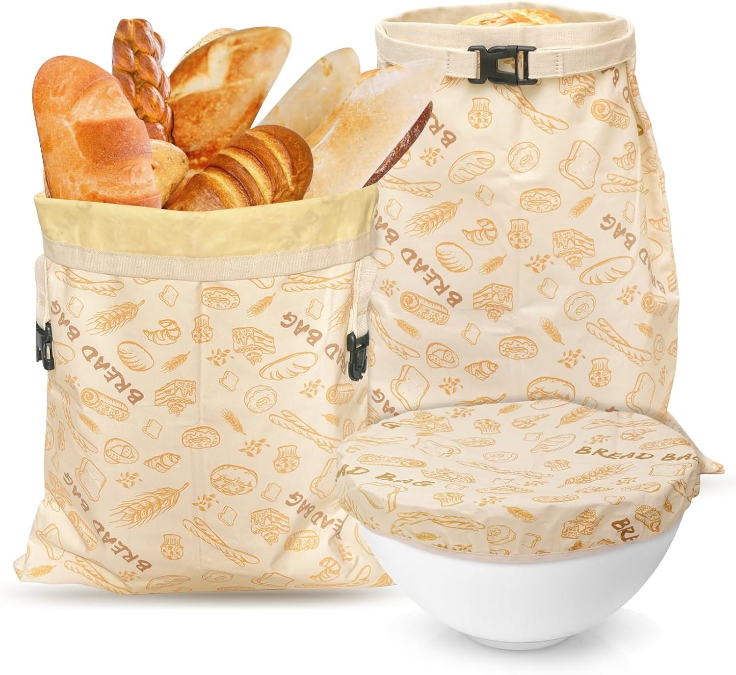 2 Pack Reusable Beeswax Bread Bags for Homemade Breads Sourdough Easy to Clean