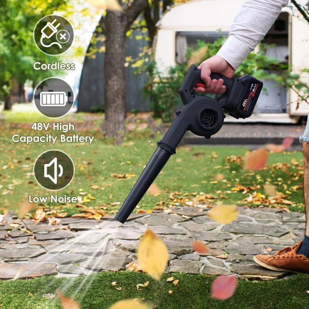 Electric Cordless Leaf Blower, 18000 RPM Motor, 2 Batteries Handheld Lightweight