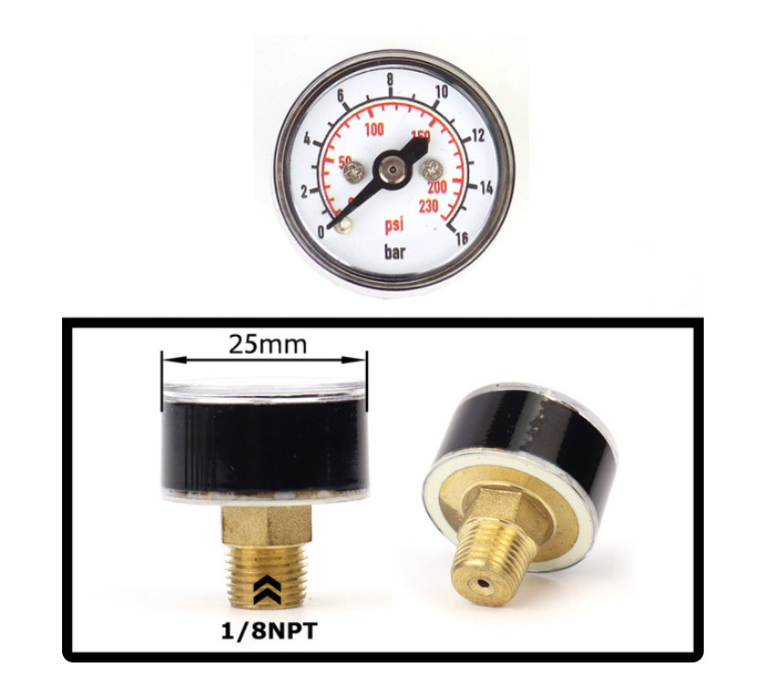 PCP Air Mini Micro Pressure Gauge Manometre Manometer 1/8BSP(G1/8) 1/8NPT M10 M8