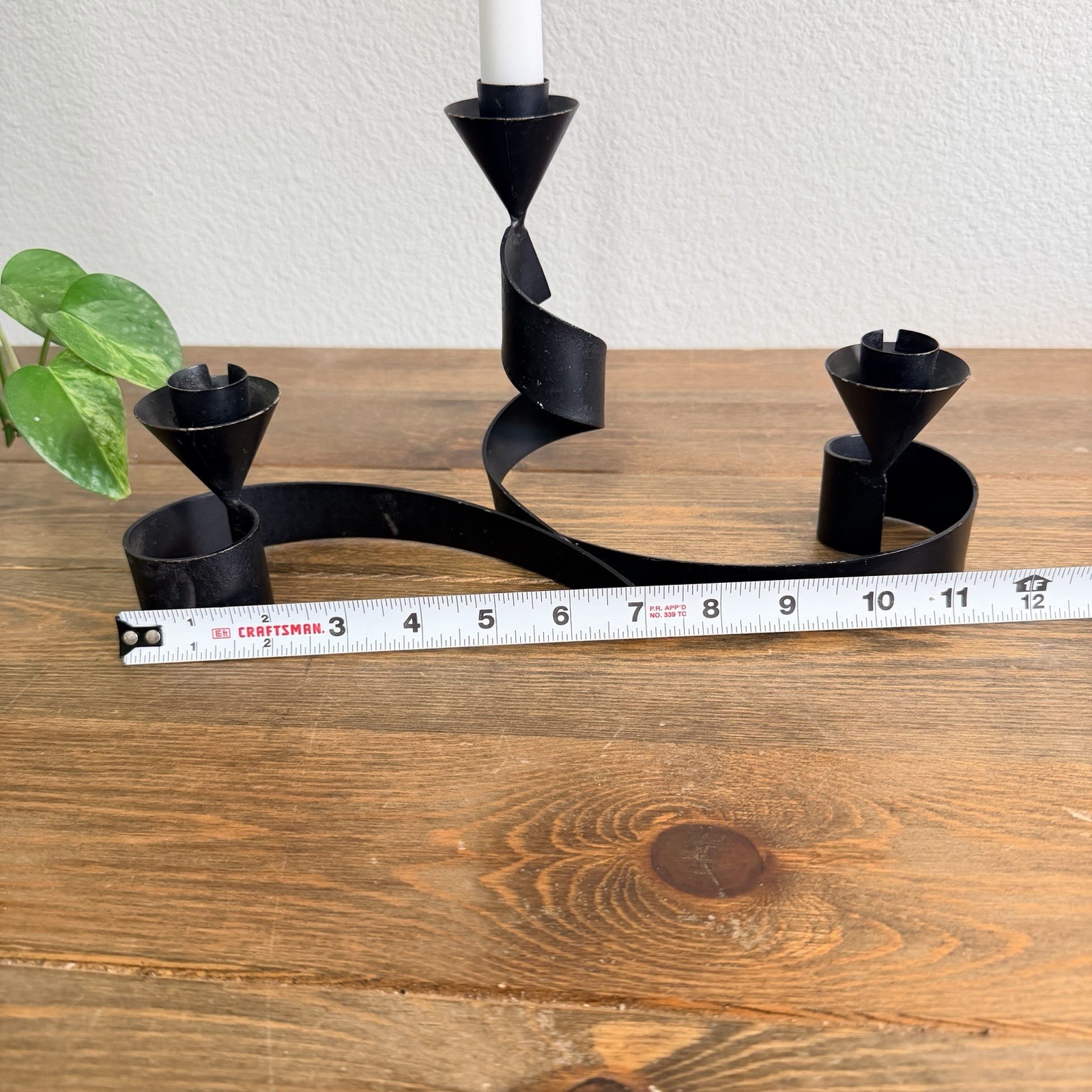 Three-armed wrought iron candlestick Sweden Vintage