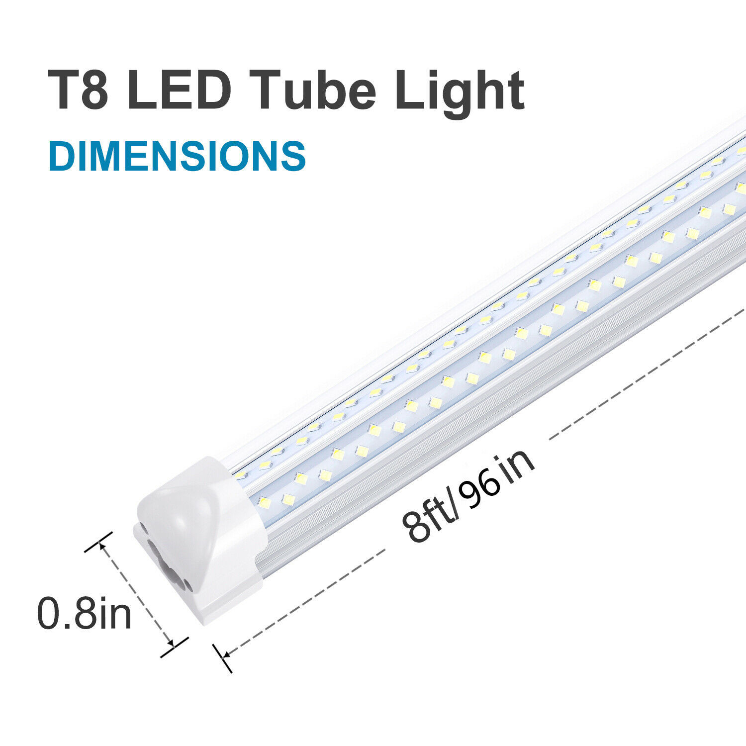 12Pack 8FT 120W LED Tube Light Fixture T8 LED Shop Light Warehouse Garage Light
