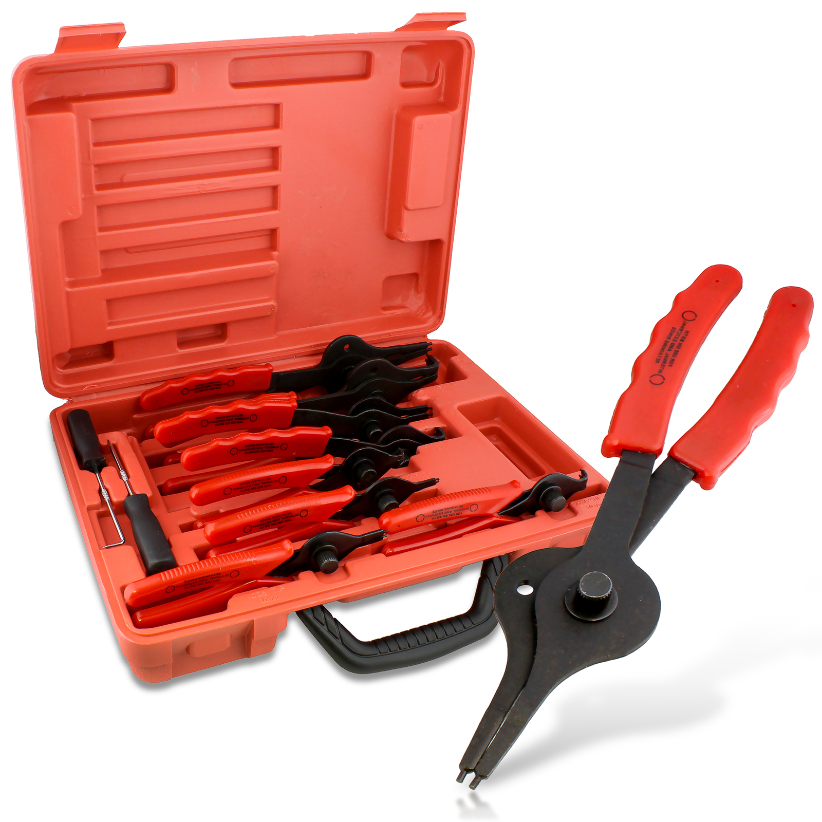 ABN Snap Ring Pliers 11pc Straight & Bent Retaining Ring Pliers w/ Hook & Pick