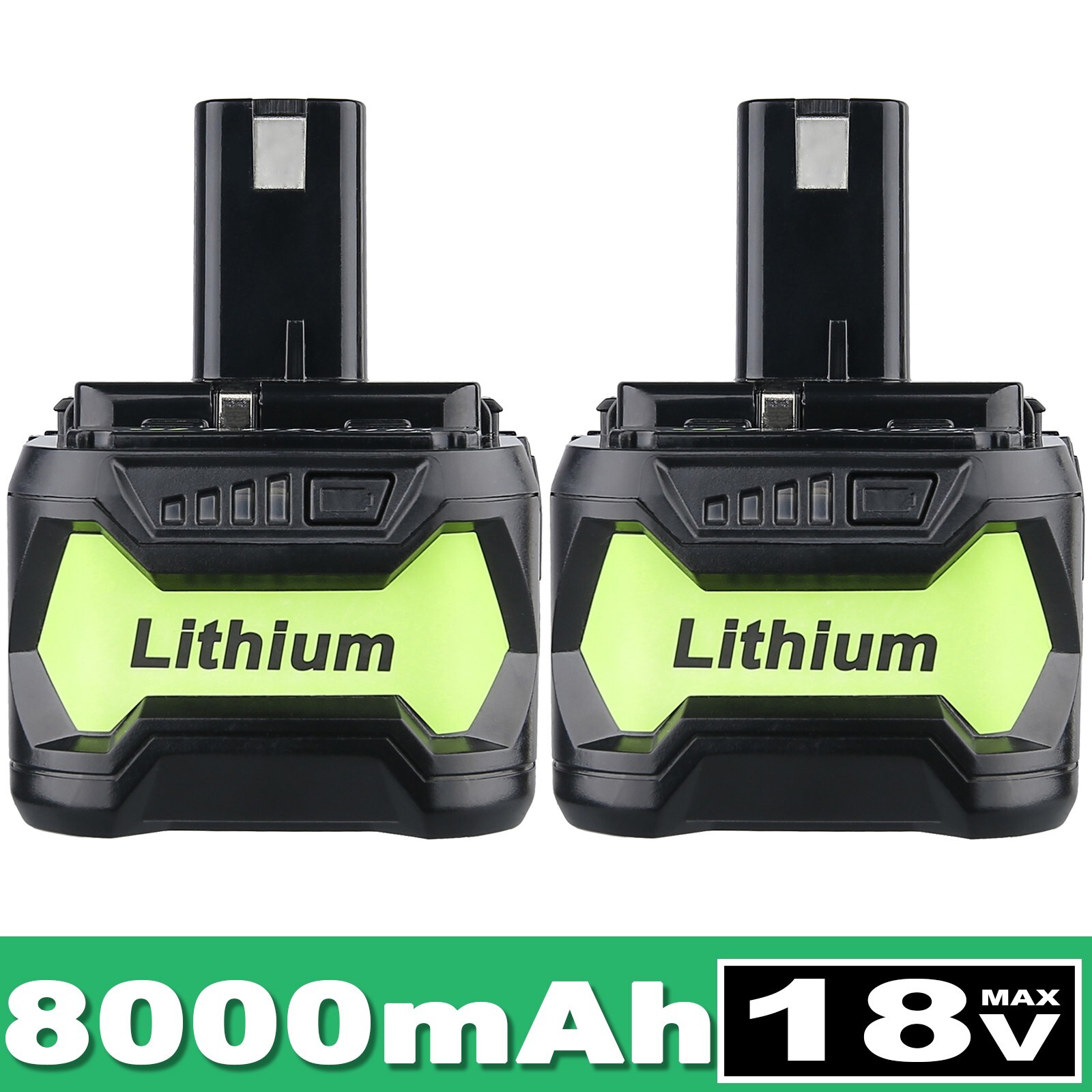 2X For RYOBI P108 18V 8.0Ah One+ Plus High Capacity 18 Volt Lithium LED Battery
