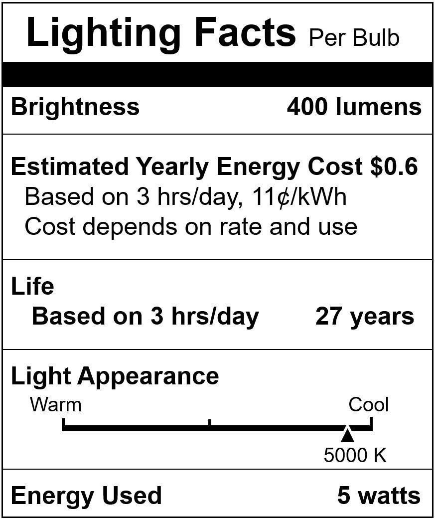 [6 Pack] LED A15 Refrigerator 4W 120V 40W Equivalent Bulbs E26 5000K Daylight