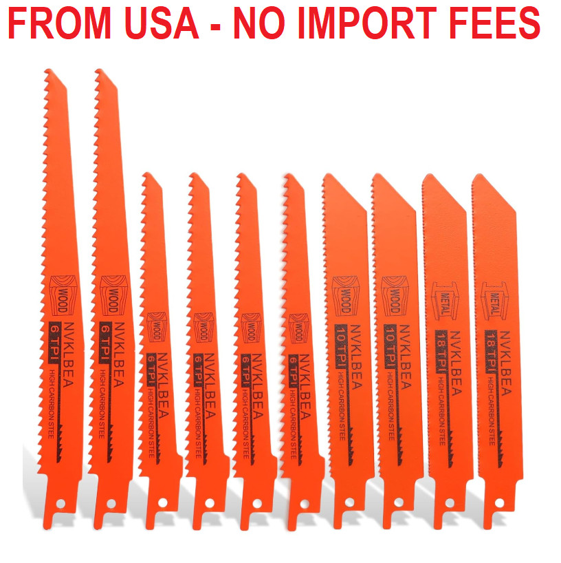 10-Piece Reciprocating Saw Blades 6 & 8 Inch Wood & Metal Cutting Saw Blades Pre